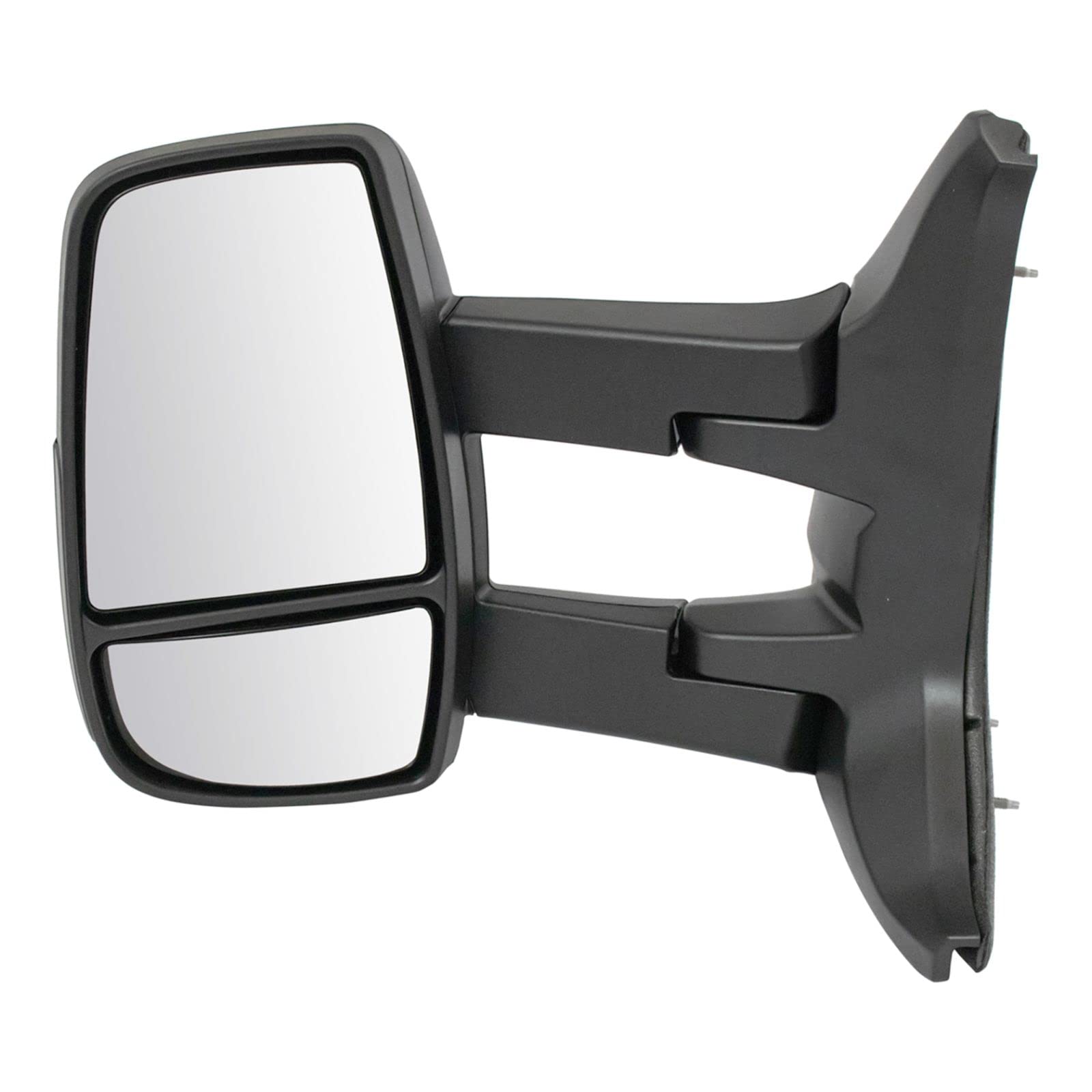 Black Textured Long Arm Manual Side Mirrors - Left & Right Pair for Low Roof Vehicles | Perfect for Trucks, Vans, and Compact Cars