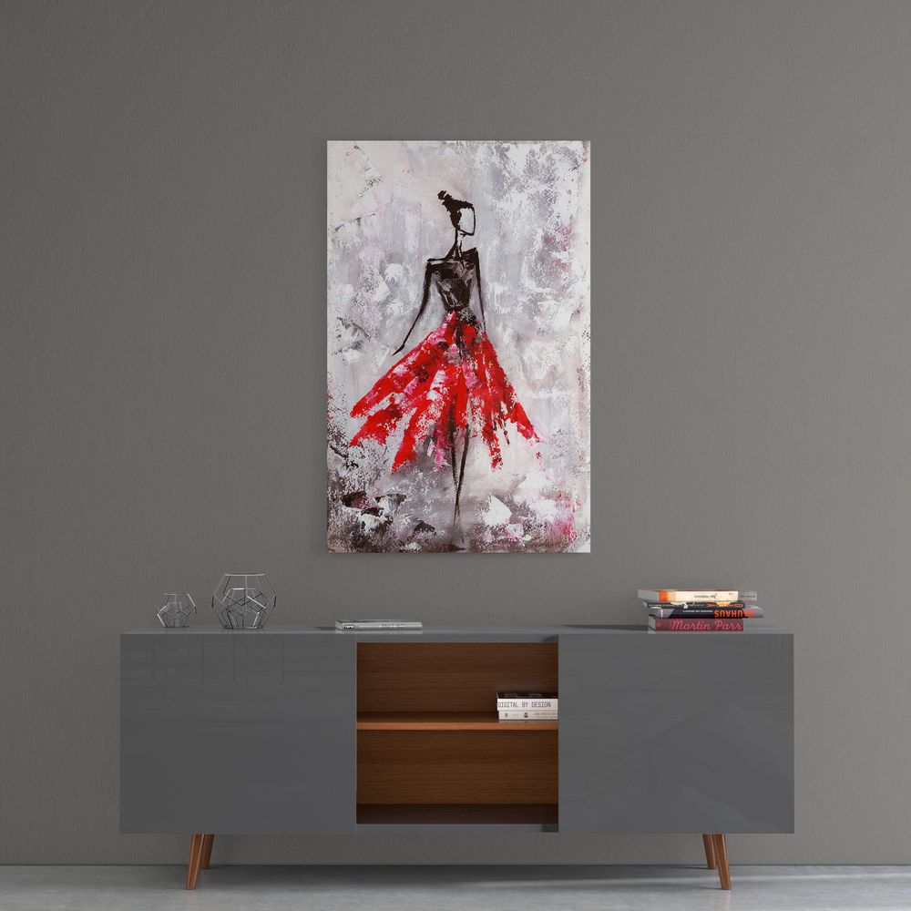 Beautiful Red Oil Painting for Women - Elegant Wall Art for Living Room, Bedroom & Office Decor
