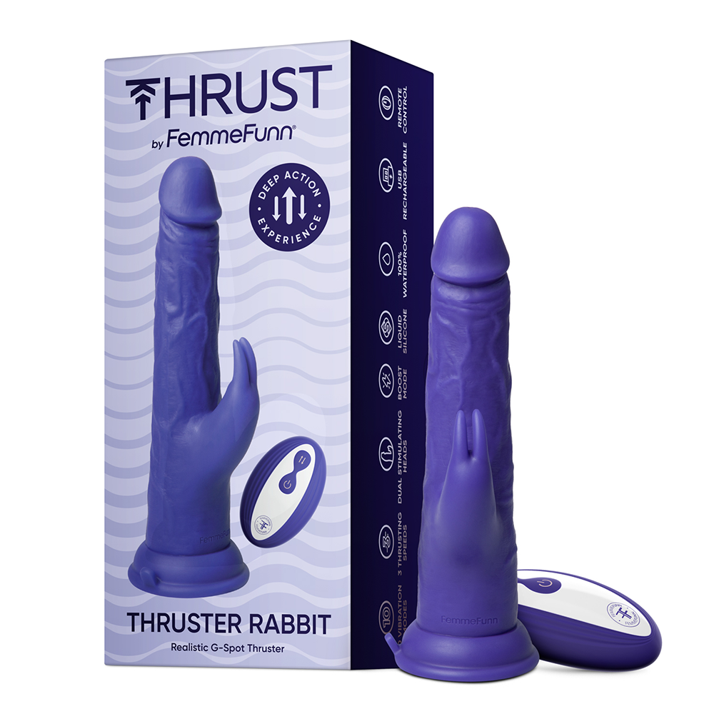 FemmeFunn Thruster Rabbit Remote Control Thrusting Rabbit Vibrator - Powerful Dual Stimulation G-Spot & Clitoral Vibrator for Women - Perfect for Couples Play & Solo Pleasure