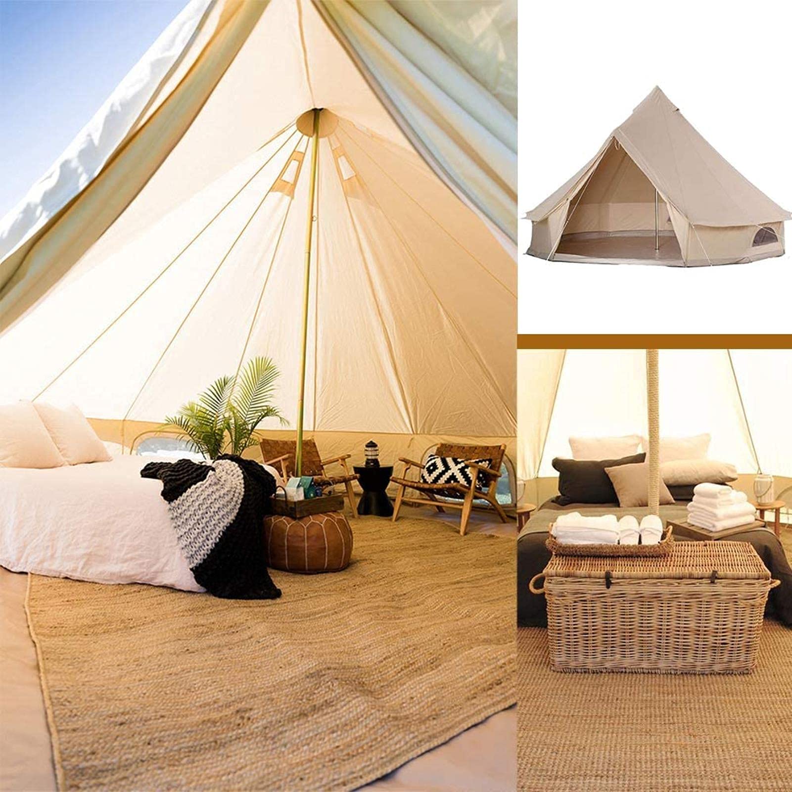 Premium Cotton Canvas Yurt Tent with Stove Hole - 4-Season Waterproof Family Camping Tent for Outdoor Adventures, Glamping & Luxury Teepee Experience - Perfect for Backpacking, Hiking Trips and Wilderness Retreats