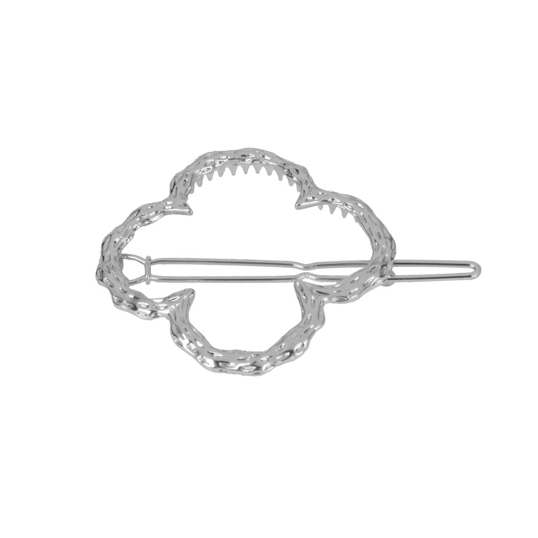 STRIPES® Silver Metal Floral Hair Clip for Women & Girls - 1PC Elegant Hairpin for Weddings, Parties & Everyday Styling