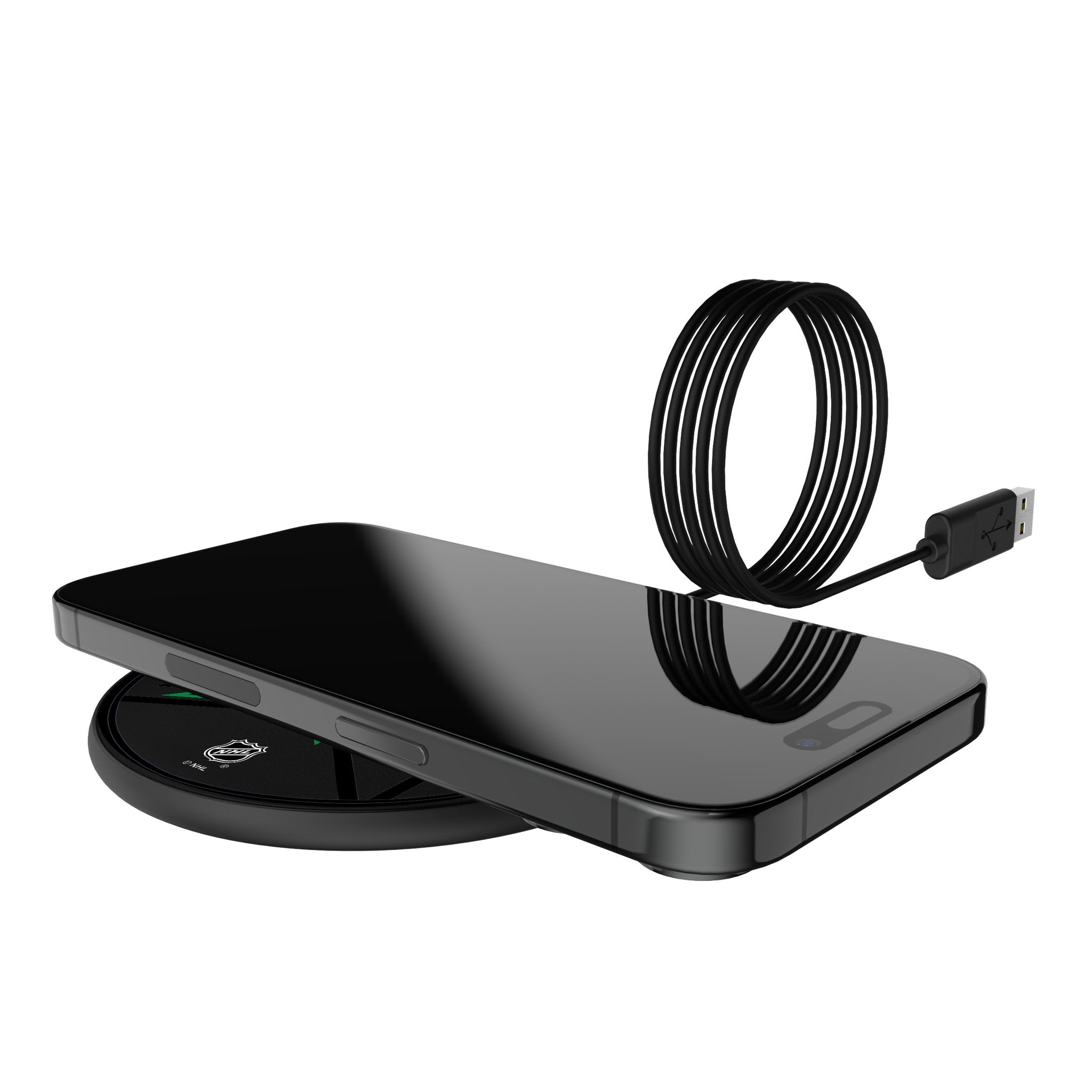 Dallas Stars Monocolor Tilt 15W Fast Wireless Charger - Perfect for Nightstands, Desks & Office Use