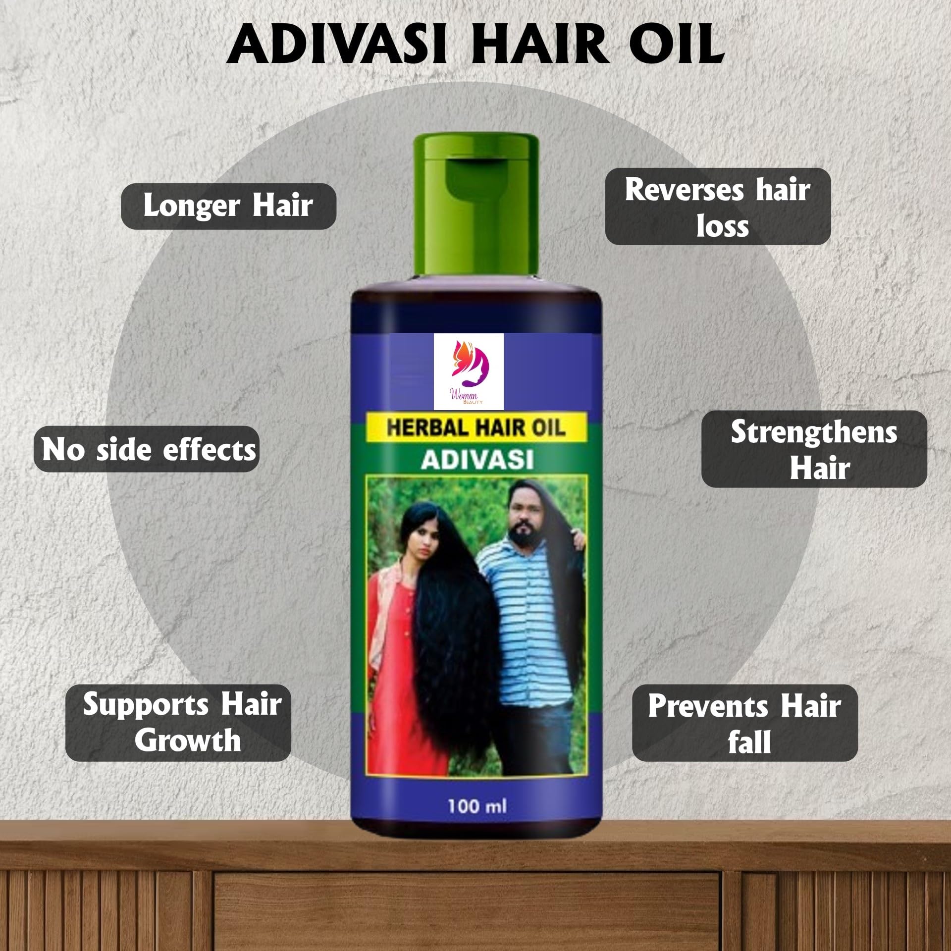 Organic Ayurvedic Herbal Hair Oil for Women - 100ml | Promotes Hair Growth, Reduces Hair Fall & Adds Shine | Perfect for Daily Hair Care & Scalp Massage