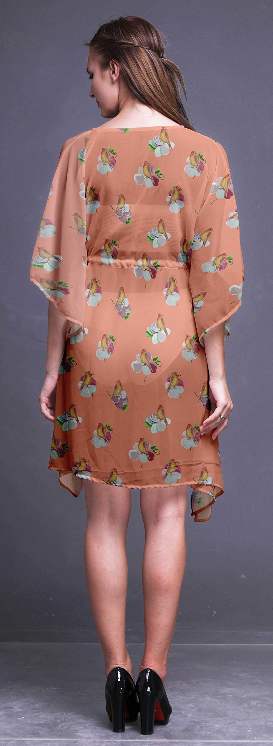 Bimba Women's Short Caftan Midi Dress - Beach Cover Up, Swimwear Wrap, Boho Summer Dress for Pool, Vacation & Resort Wear