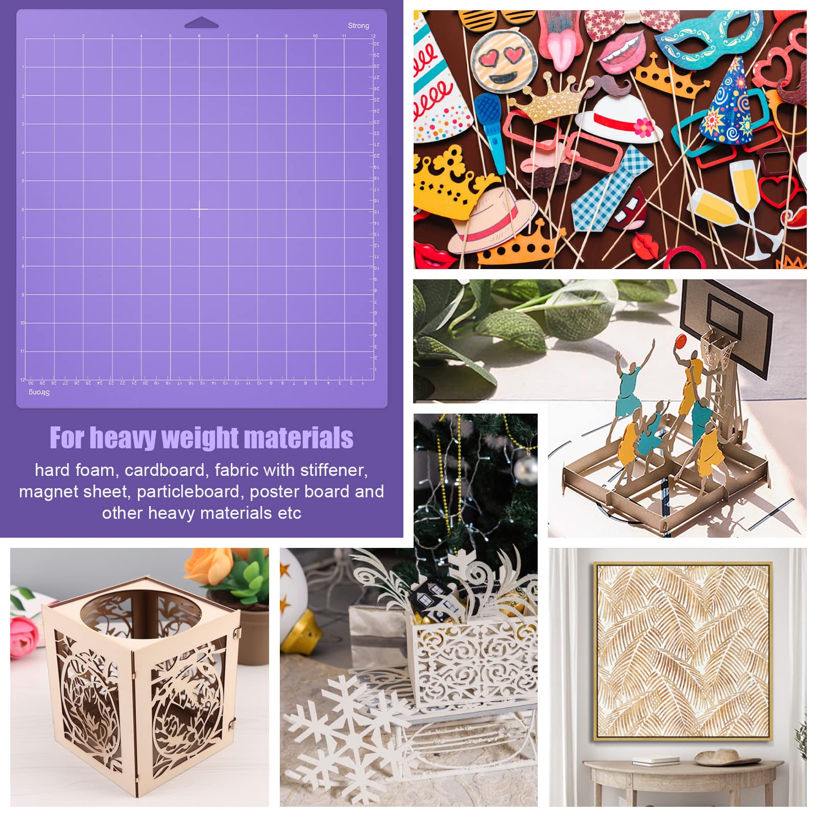 Lzerking 4-Pack Purple Cutting Mats for Cricut Maker/Maker 3/Air/Air 2 - Durable Replacement Cut Pads with Scraper & Needle Tool - Perfect for DIY Crafts, Vinyl Cutting, and Card Making Projects