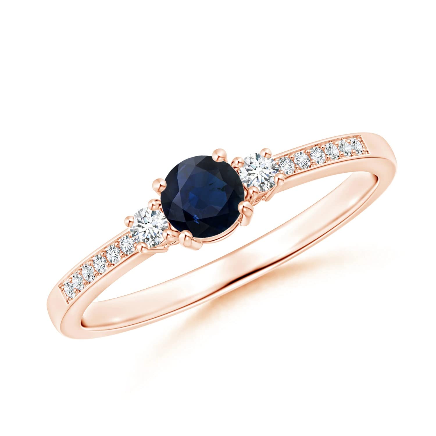 0.40 Carat Blue Sapphire Solitaire Engagement Ring for Women - 925 Sterling Silver Wedding Band with Accent Stones | Perfect for Proposals, Anniversaries & Special Occasions