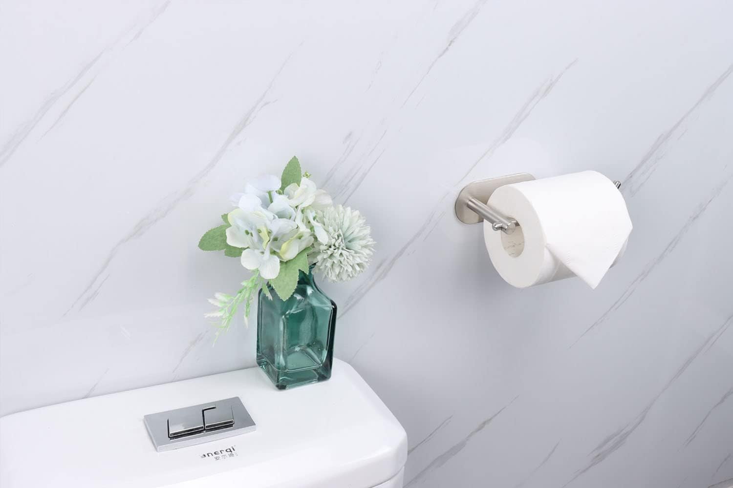 Stainless Steel Adhesive Non-Perforated Toilet Paper Holder for Bathroom - Wall Mounted, No Drilling Needed, Perfect for Apartments, RVs, and Small Spaces