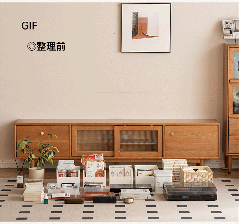 Modern Cherry Solid Wood TV Stand - Stylish Entertainment Center for Living Room, Bedroom & Home Theater