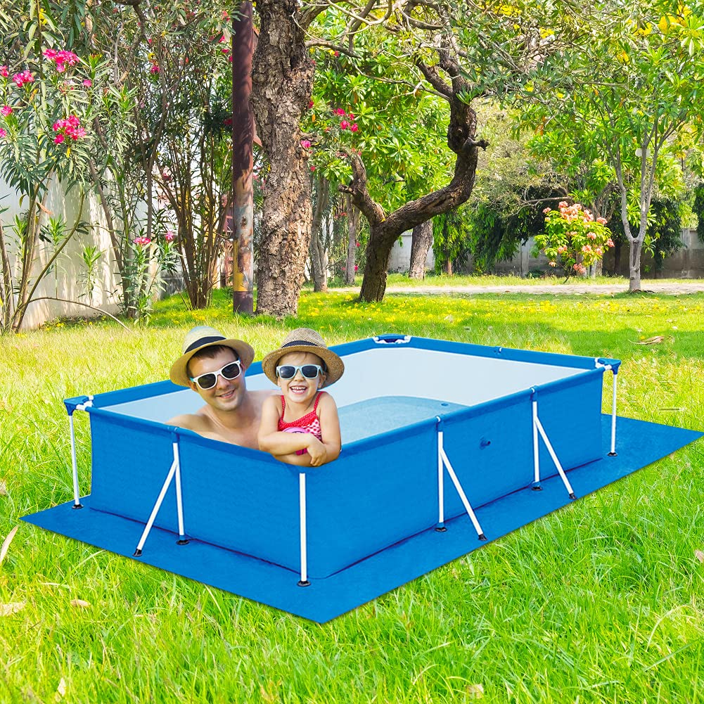 iKasus Above Ground Pool Mat - Heavy Duty Rectangular Swimming Pool Floor Protector & Ground Cloth for Frame Pools, Paddling Pools, Hot Tubs | Foldable Waterproof Tarpaulin Cover for Outdoor Use, Backyard Protection