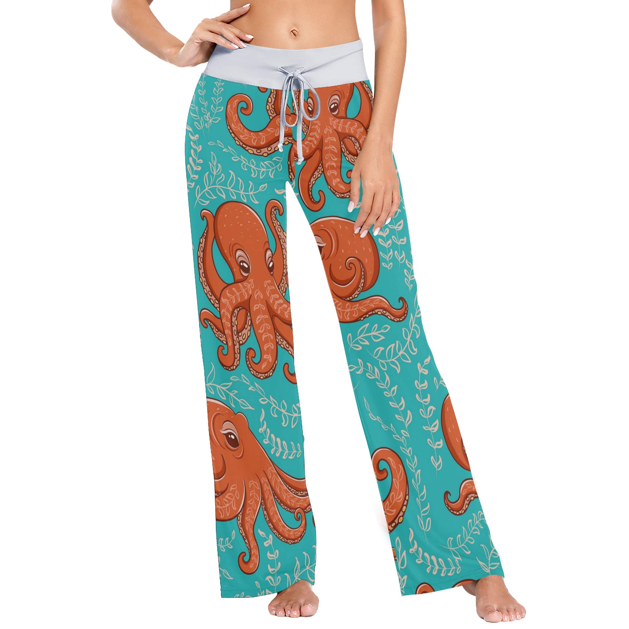 UWSG Women's High Waist Palazzo Pajama Pants - Soft Lounge Pants with Drawstring Wide Leg for Sleep & Relaxation | Comfortable Sleepwear for Women, Perfect for Home, Yoga & Travel