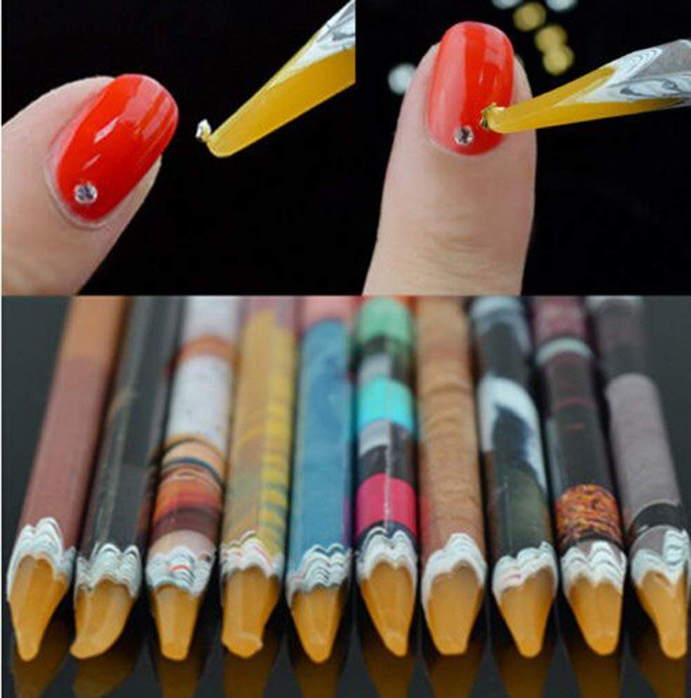 Self-Adhesive Rhinestone Picker Wax Pen - 10Pcs Nail Art Gem Tool for Easy Resin Stone Application | Perfect for DIY Nail Designs, Jewelry Making & Craft Projects