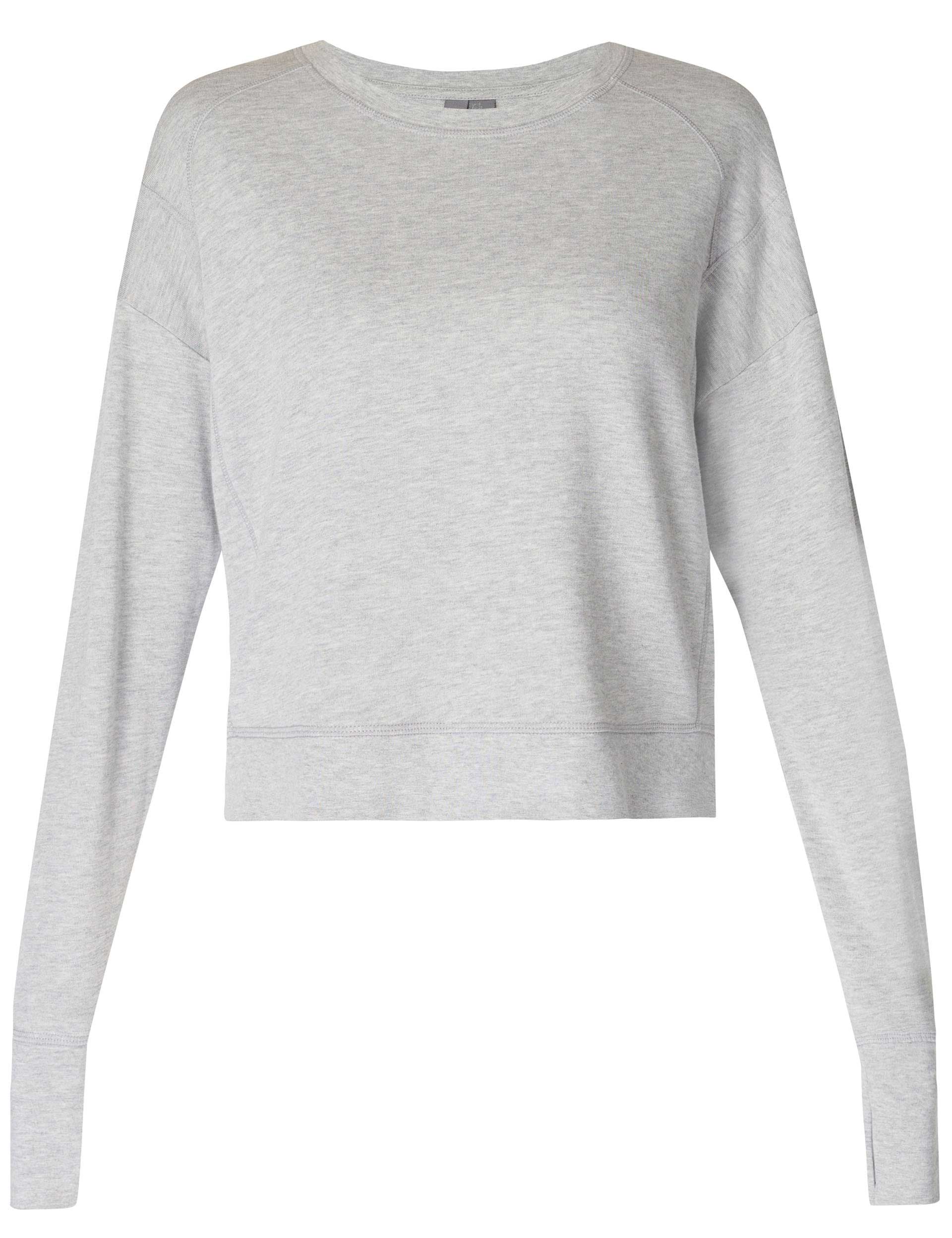 After School Crop Sweatshirt for Women - Light Grey Marl Pullover for Casual Wear, Gym, and Street Style