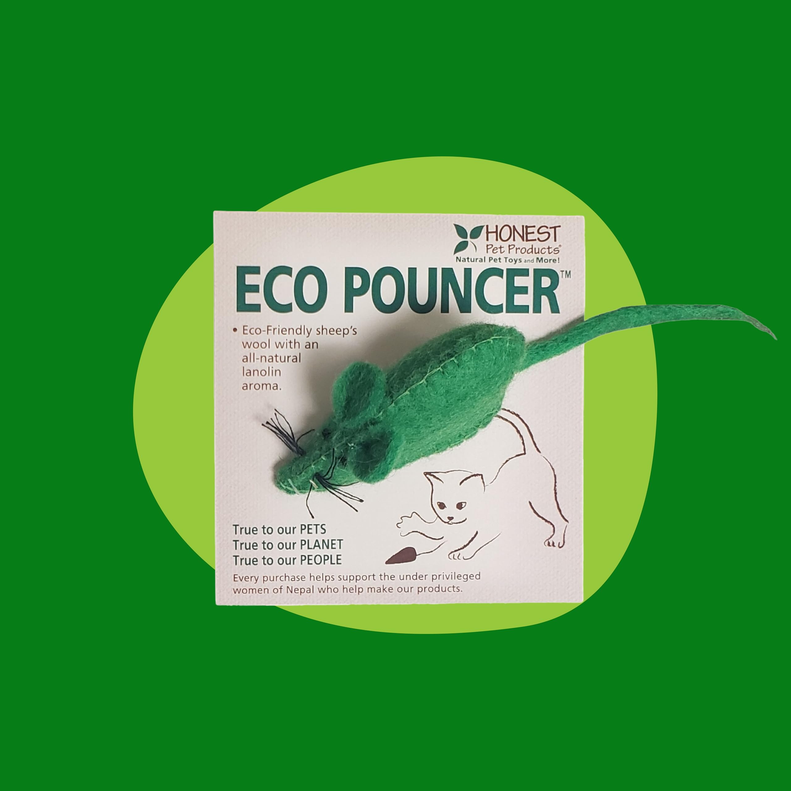 Eco Pouncer Natural Cat Toy - Safe & Sustainable Wool Cat Teaser for Interactive or Solo Play | Non-Toxic, Chemical-Free Pet Accessories | Perfect for Indoor Cats, Kittens, and Playtime Enrichment