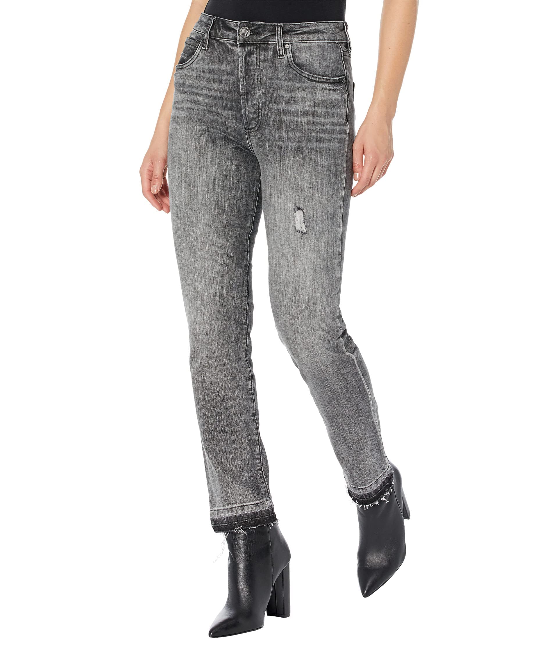 KUT from the Kloth Women's Rosa High-Rise Straight Leg Jeans with Hidden Button - Comfortable Stretch Denim Pants for Casual Wear & Everyday Outfits