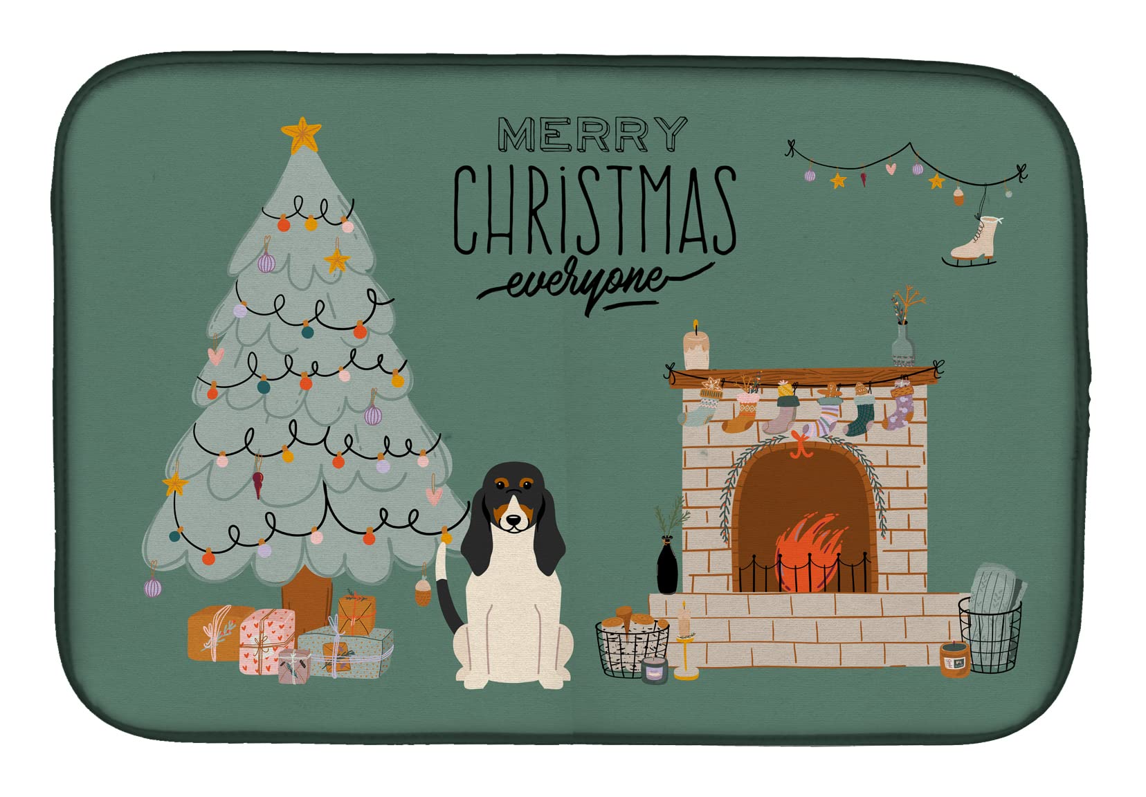 Swiss Hound Christmas Themed Absorbent Dish Drying Mat - 14 x 21 Inch Colorful Kitchen Countertop Pad | Perfect Holiday Gift & Festive Kitchen Decor for Dish Drainer & Counter Protection