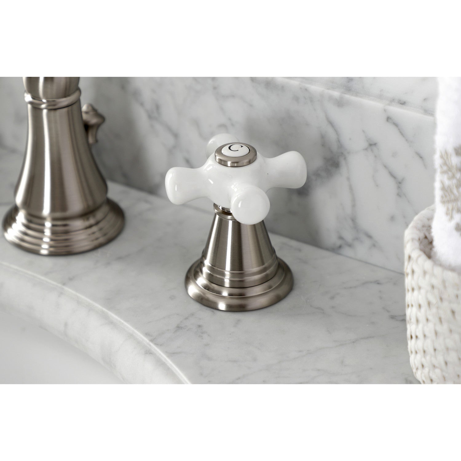 American Classic FSC1978APX Brushed Nickel Widespread Bathroom Faucet - 3 Hole Deck Mount with Pop Up Drain - Perfect for Modern Bathroom Renovations & Home Upgrades