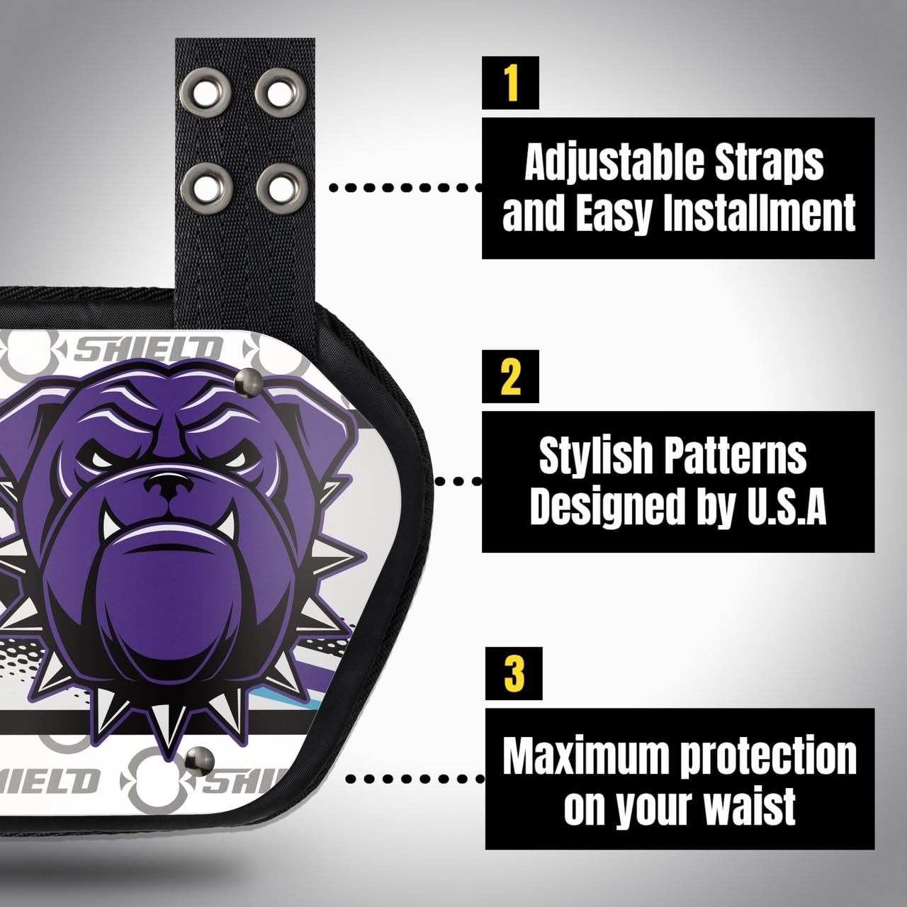 O Shield Danger Dog Football Back Plate - Lower Back Protector for Football Players - Rear Impact Protection Pads for Tackle & Training - Perfect for Youth & Adult Football Safety Gear