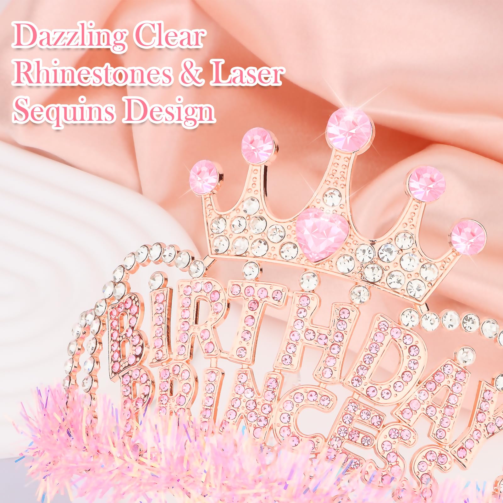 Pink Princess Crown for Girls & Women - Birthday Tiara for Party Decorations, Gifts & Celebrations | Perfect for Birthday Parties, Pageants, Dress-Up & Special Events