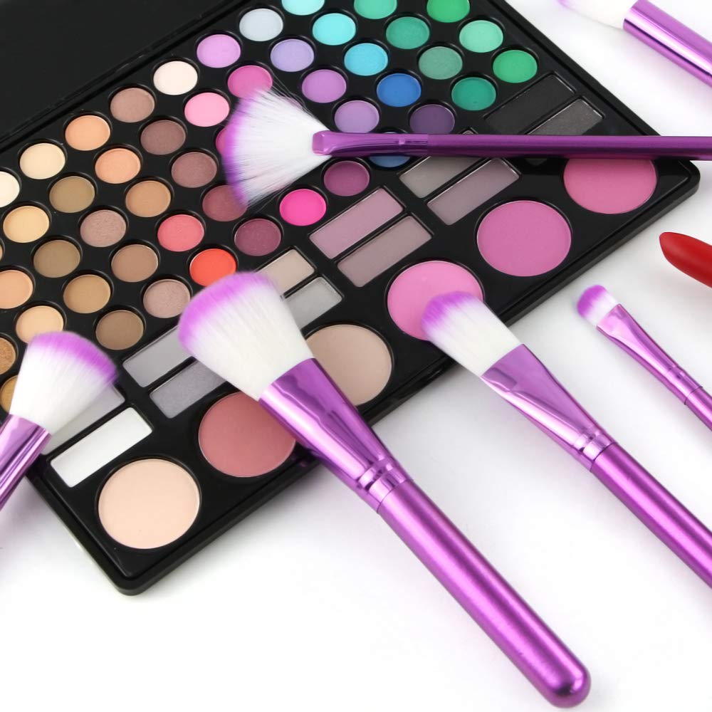 Premium Urban SS Makeup Brush Set - 12-Piece Purple Cosmetic Brushes for Foundation, Powder, Cream & Eyeshadow Blending | Essential Beauty Tools for Professional & Everyday Makeup Application