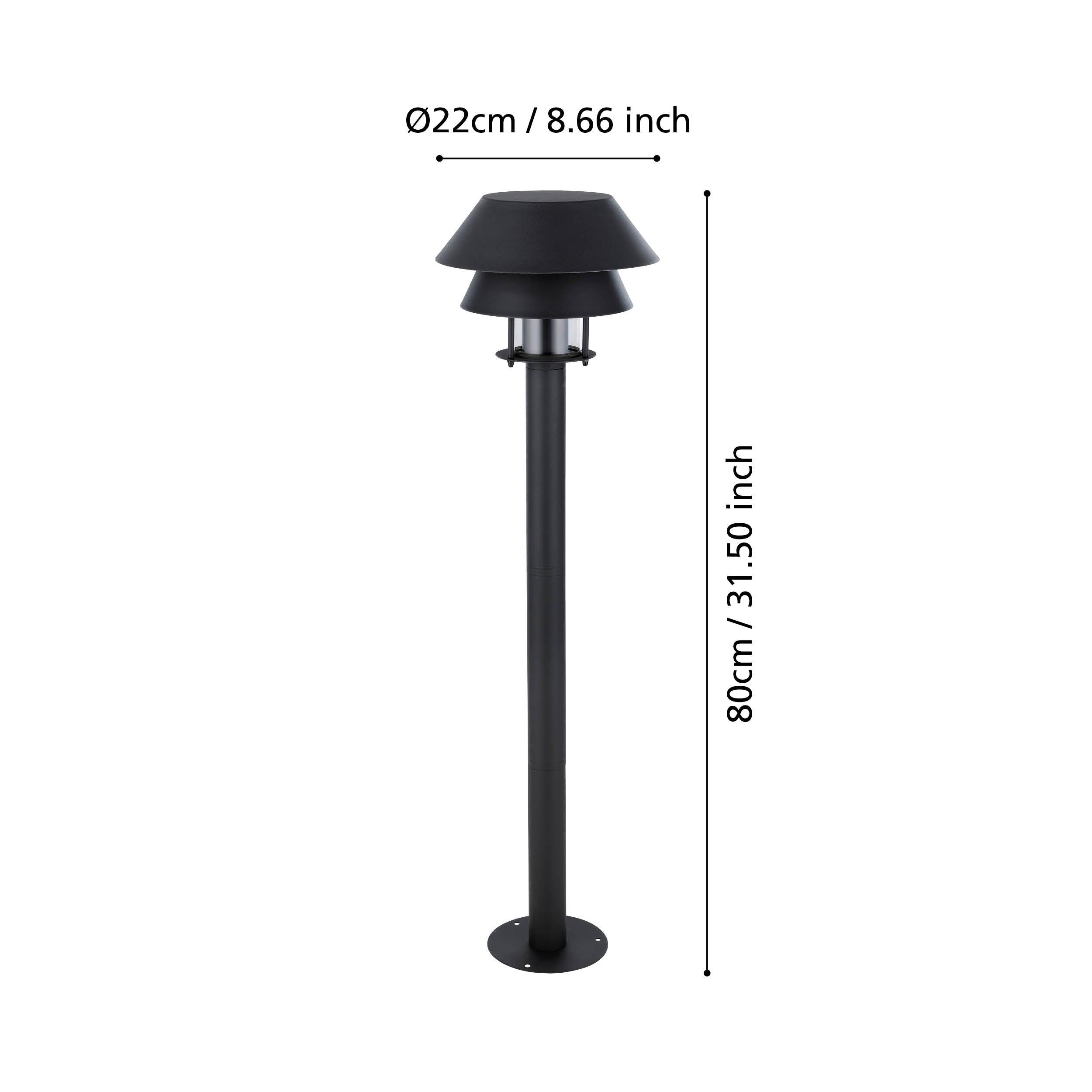 Eglo Chiappera IP65 Black Outdoor Bollard Pathway Light - Waterproof Garden Lighting for Driveways, Walkways, and Landscaping