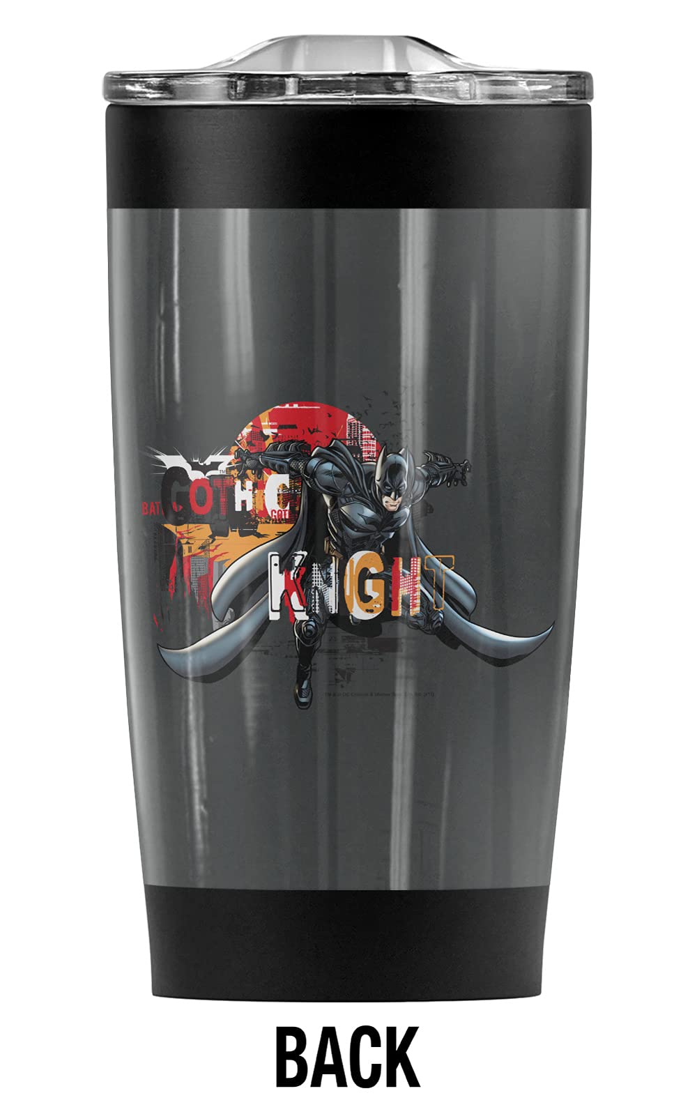 Batman Dark Knight Rises Gothic Knight 20oz Stainless Steel Tumbler - Vacuum Insulated Coffee Travel Mug with Leakproof Sliding Lid | Double Wall Insulation for Hot & Cold Drinks | Perfect for Superhero Fans, Office Use, Gym, and Outdoor Adventures