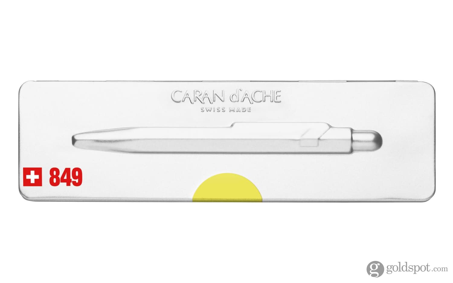 Caran d'Ache 849 Popline Ballpoint Pen - Fluorescent Yellow - Premium Swiss Writing Instrument for Office, School & Gift Giving