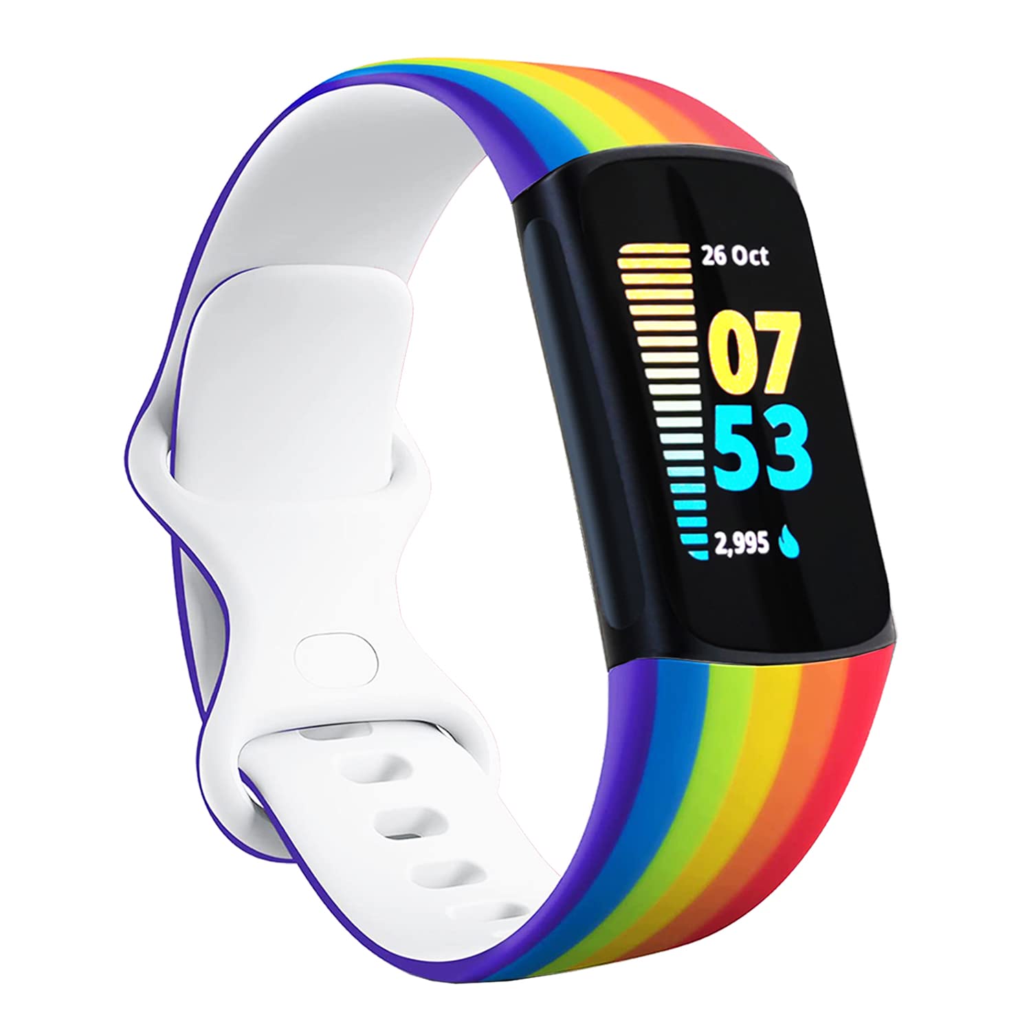 honecumi Fitbit Charge 5 Bands Replacement - Sport Silicone Watch Strap for Men & Women, Durable Wristband Accessories with Color Options for Small/Large Wrist - Perfect for Gym, Running & Daily Wear