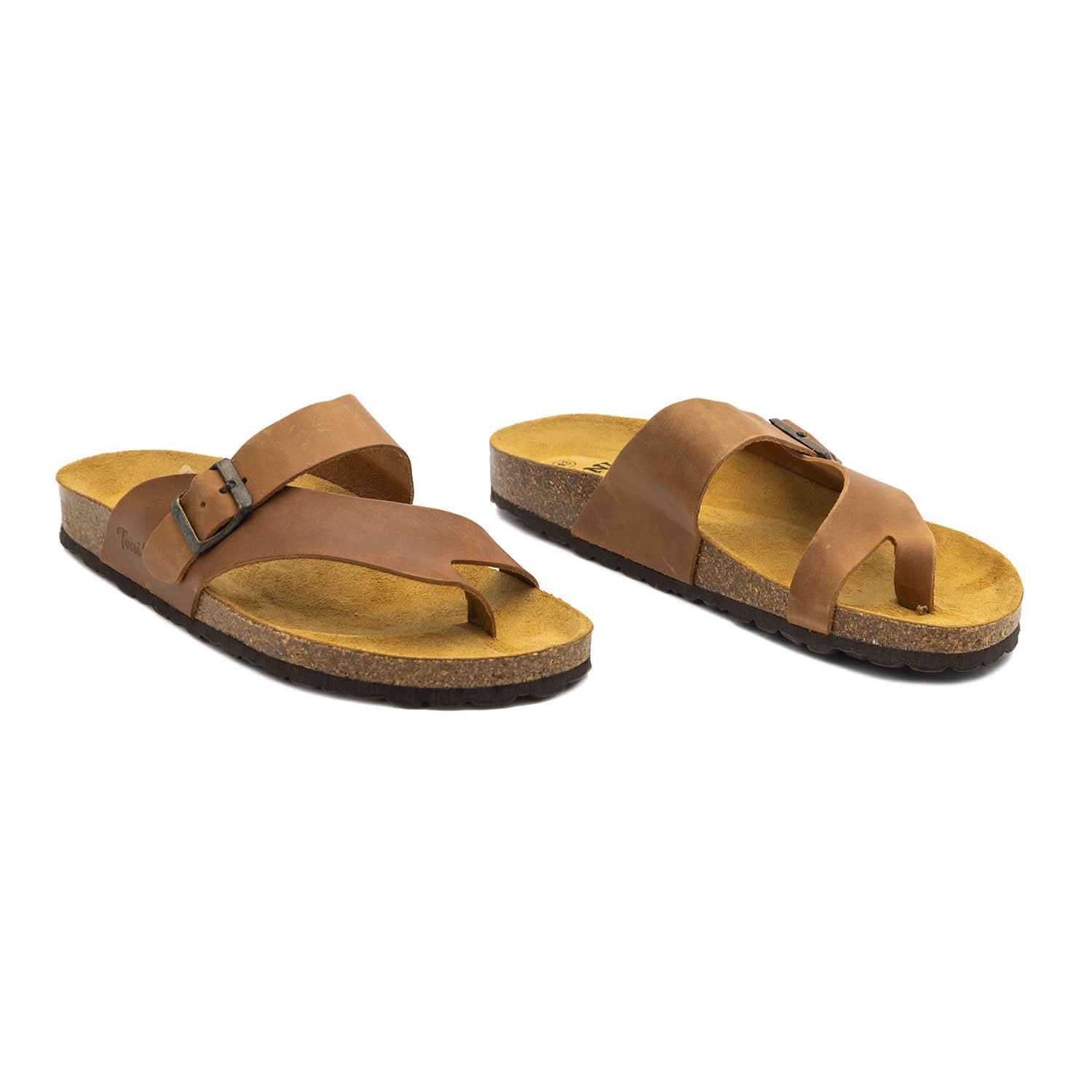 Men's Plain Leather Open Toe Slippers - Comfortable & Breathable House Shoes for Indoor/Outdoor Wear - Perfect for Home, Beach, and Relaxation