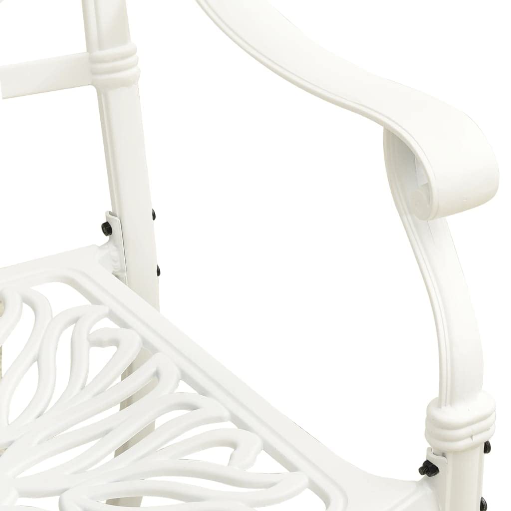 vidaXL Set of 2 White Cast Aluminum Patio Chairs - Weatherproof Outdoor Dining Chairs, Durable & Elegant Garden Furniture for Backyard, Poolside, and Terrace Relaxation