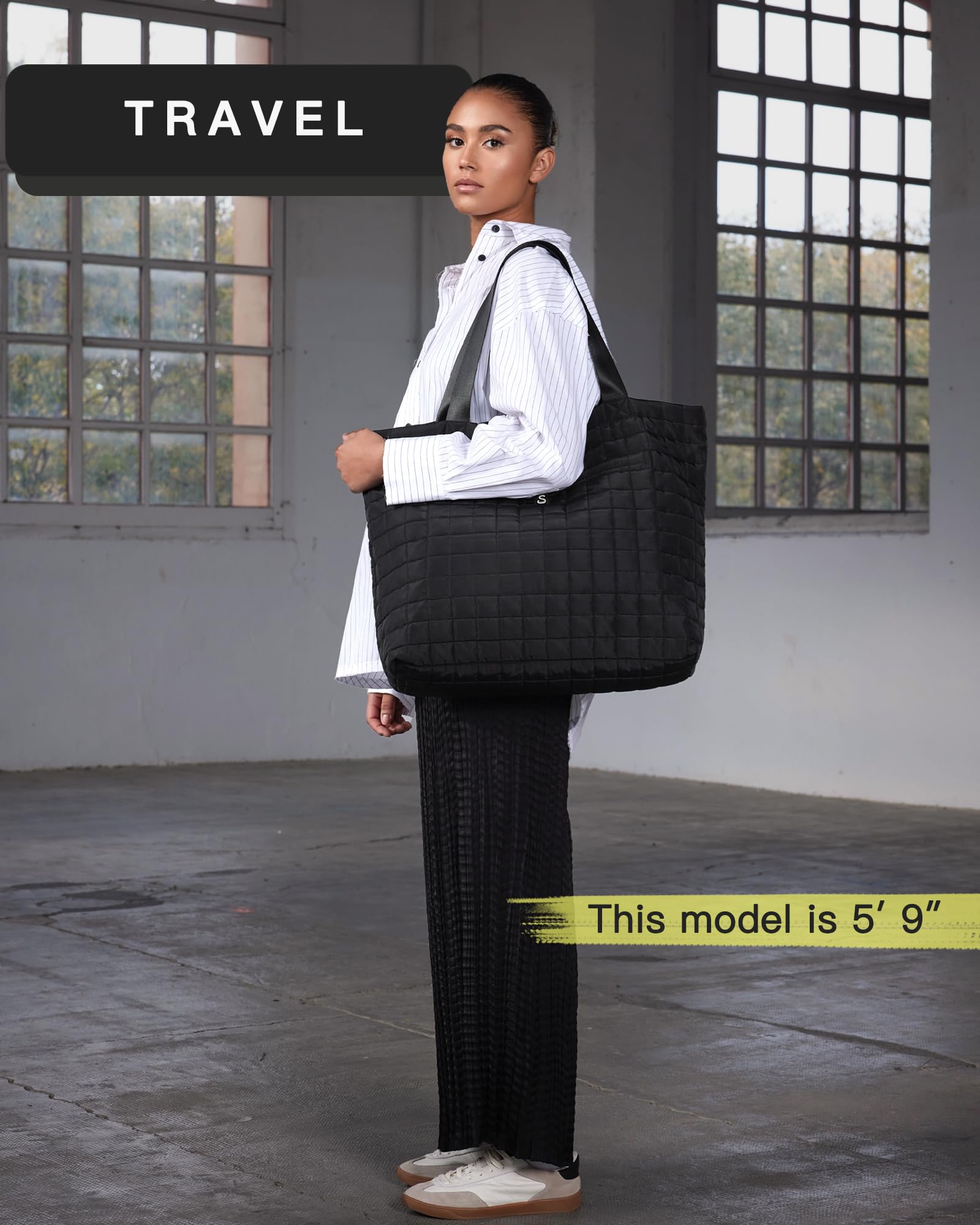 SATINSAINT Large Quilted Tote Bag for Women with Zipper - Stylish Carry-All Handbag for Travel, Work, Gym & Everyday Use | Perfect as Work Tote, Weekender Bag & Gym Bag