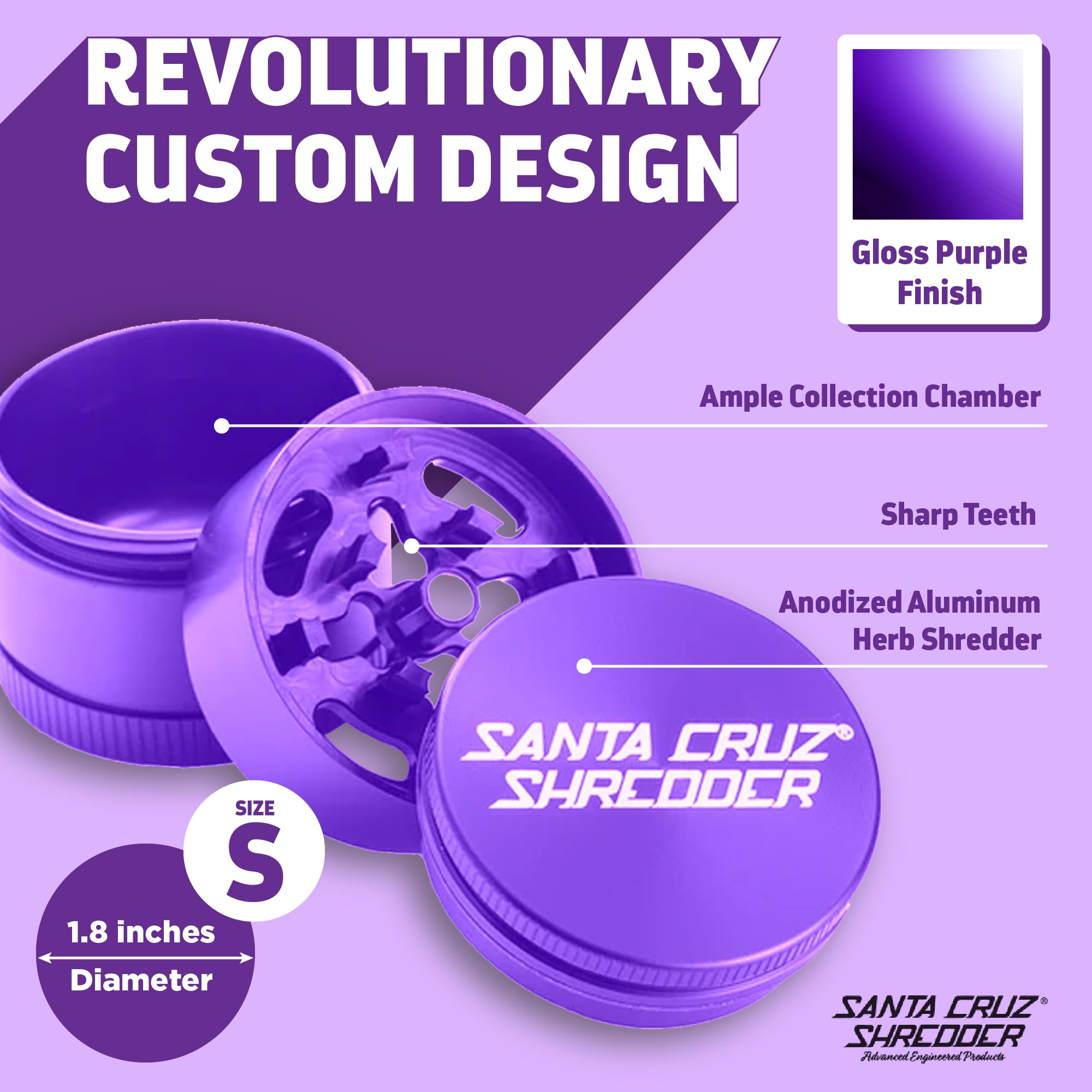 Santa Cruz Shredder 3-Piece Small Metal Herb Grinder (1.7