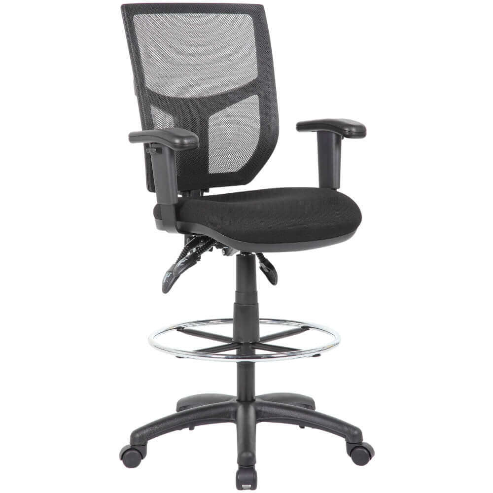 Halo Mesh Executive Office Chair with Adjustable Drafting Ring - Ergonomic Black Swivel Task Chair for Home & Office Workspaces