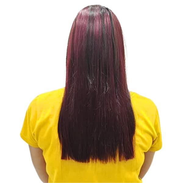 Neaama Hair And Beyond Clip-In Hair Extensions - 4 Pack Mahogany & Golden Straight Hair Streaks for Women & Girls | Easy Single Clip Hair Highlights for Parties, Cosplay & Everyday Styling