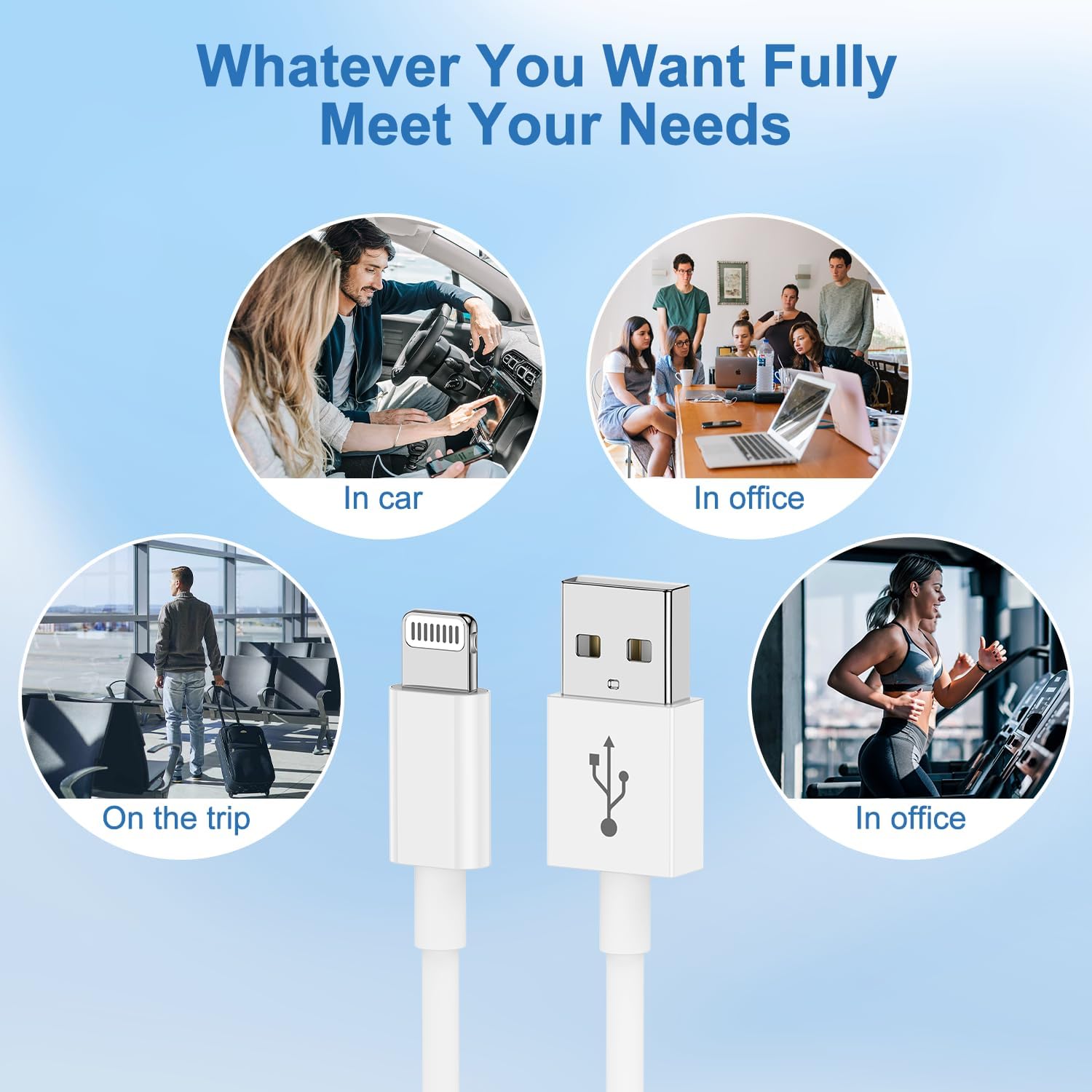 Premium 1M iPhone Lightning Cable - USB A to Lightning Fast Charging Cord for iPhone 14/13/12/11/X/8/7/6/5 & iPad - Perfect for Home, Office, Car and Travel Charging