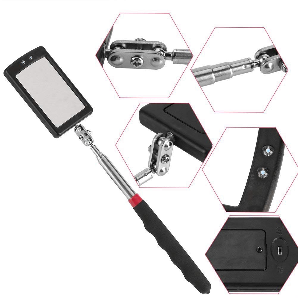 LED Light Claw Type Flexible Picker & Telescopic Inspection Mirror - Essential Household Tool Set for Home Repairs, Car Maintenance, and Hard-to-Reach Areas