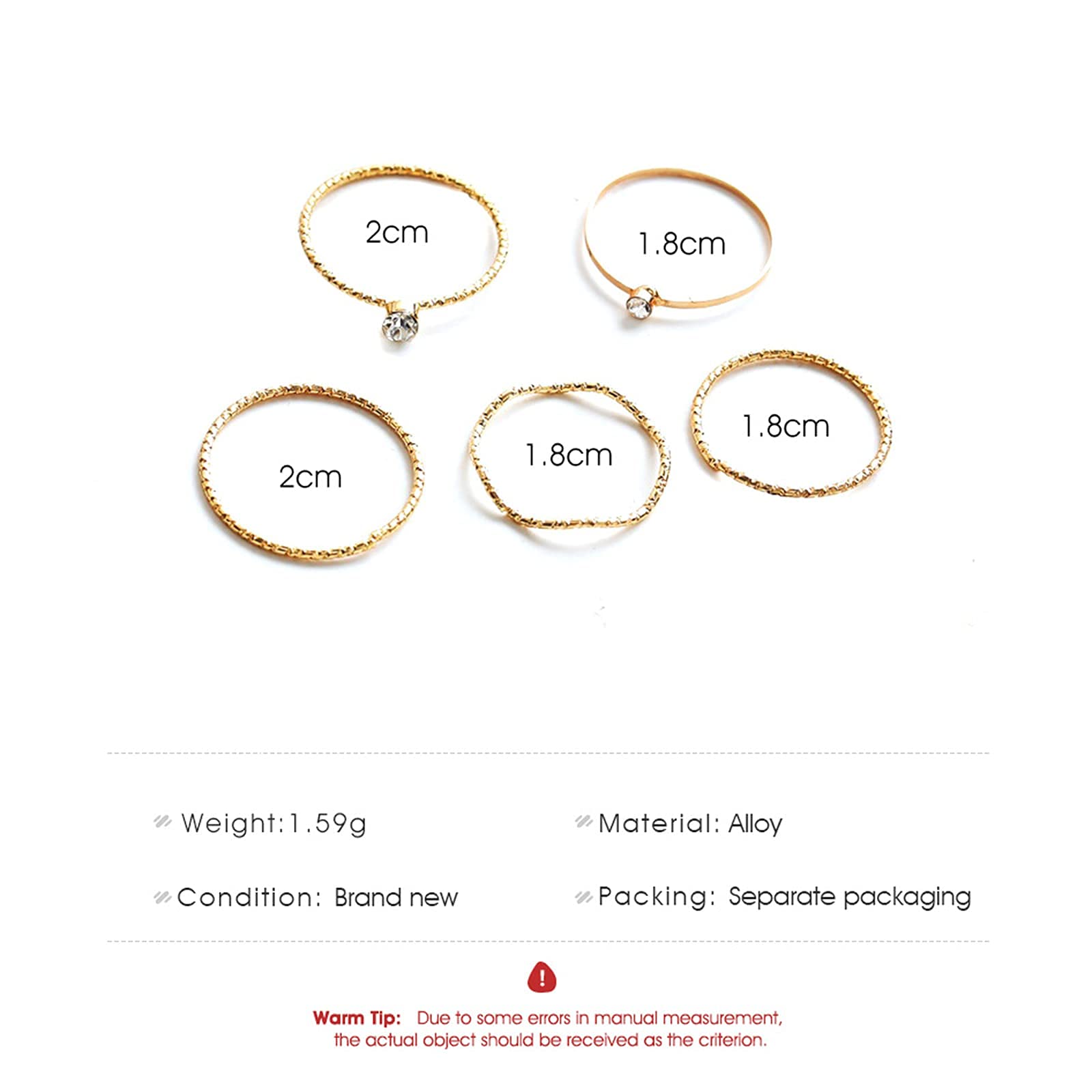 Boho Gemstone Knuckle Rings Set - 5Pcs Gold Crystal Stackable Finger Rings for Women & Teens | Elegant Hand Jewelry for Parties, Weddings & Everyday Wear