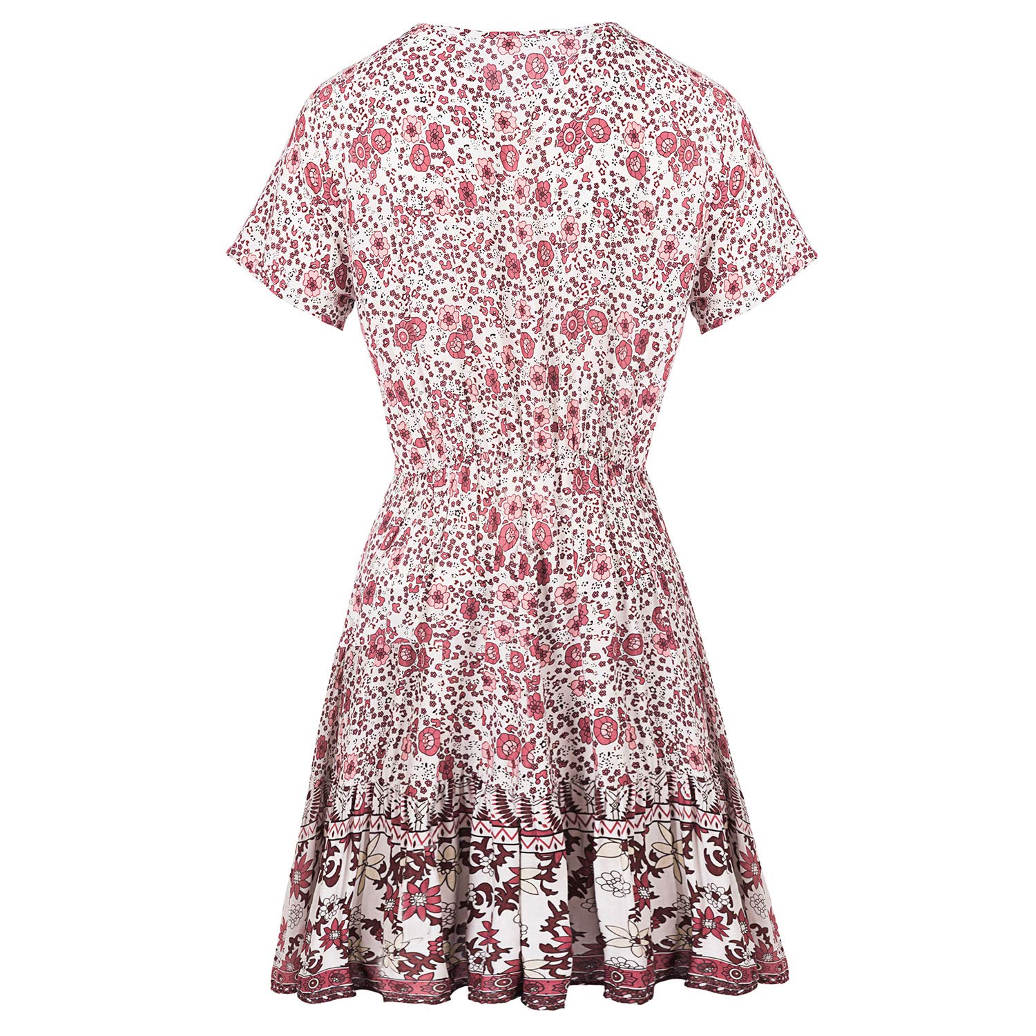 Elegant Floral Print Summer Dress for Women - Stretchy Elastic Waist Knee-Length Flowy Dress | Perfect for Beach Vacations, Garden Parties & Casual Outings
