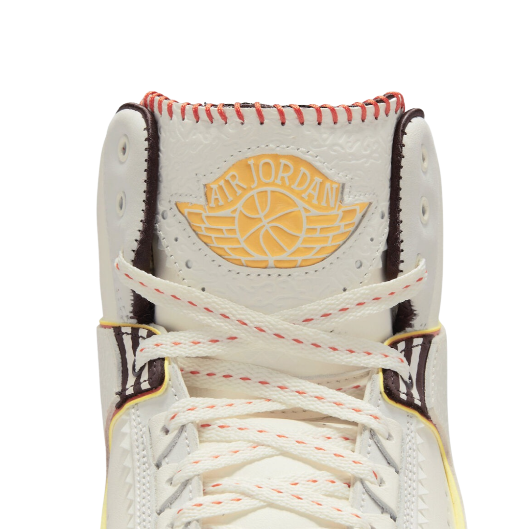 Air Jordan 2 Retro Sneakers - Maison Chateau Rouge Collaboration in Sail/Citron Pulse Orange - Men's Basketball Shoes for Streetwear & Casual Outfits