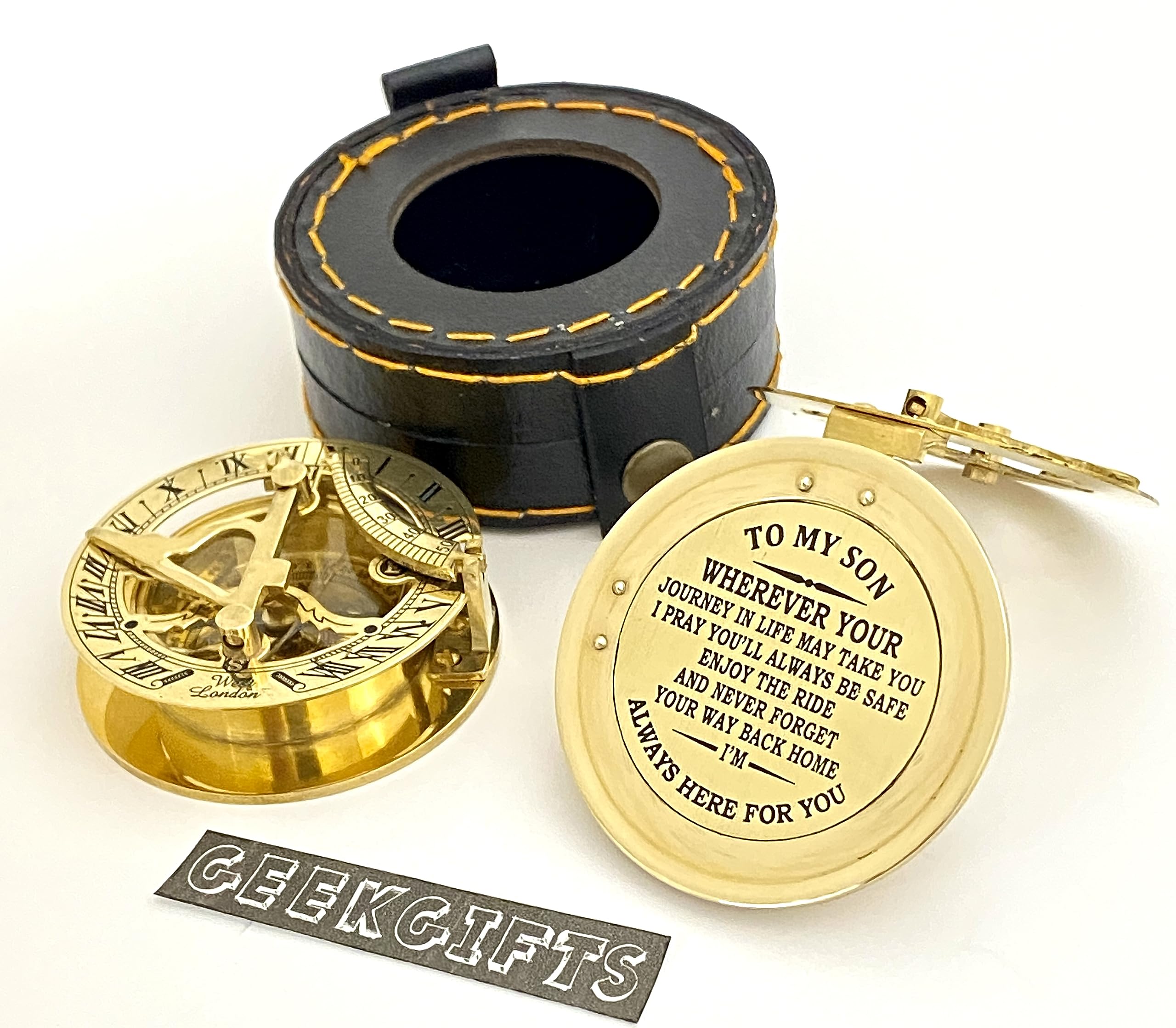 Engraved Sundial Compass Gift for Son - Graduation, Birthday, Christmas