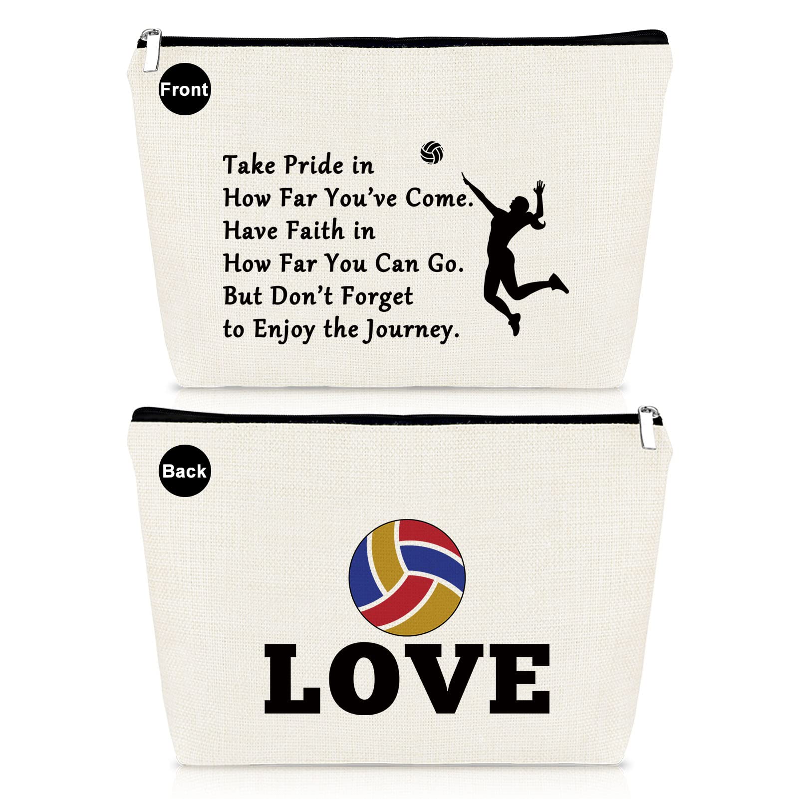 Volleyball Makeup Bag for Women - Cute Cosmetic Travel Toiletries Pouch - Perfect Volleyball Team Player Gifts for Daughter, Friends, Sister - Great for Christmas, Birthday, Graduation Presents - Ideal for Volleyball Practice, Travel & Gym Essentials Storage