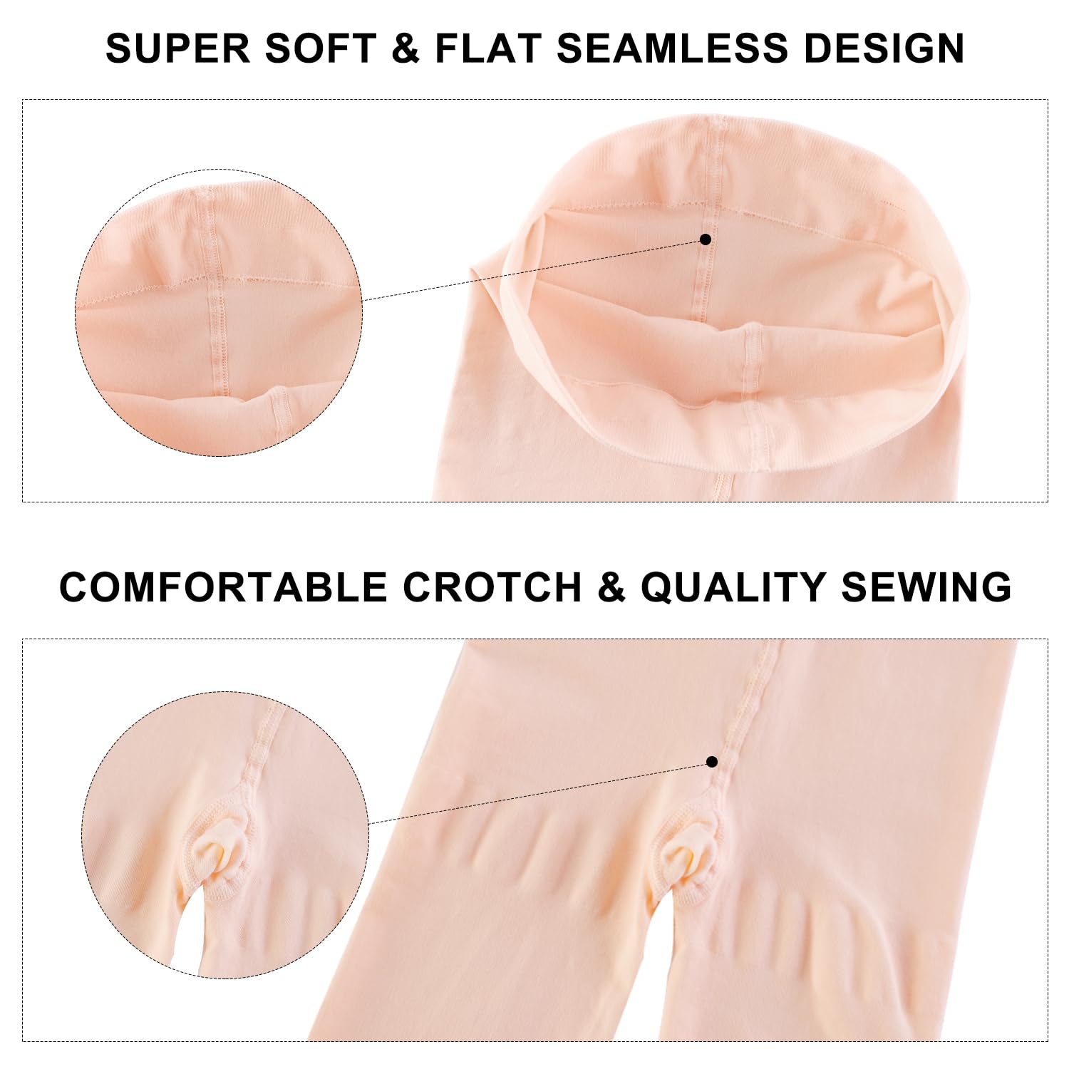 3 Pairs Ballet Tights for Girls - Soft Elastic Footed Dance Tights in White & Pink - Perfect for Ballet Class, School Uniform & Dance Performances
