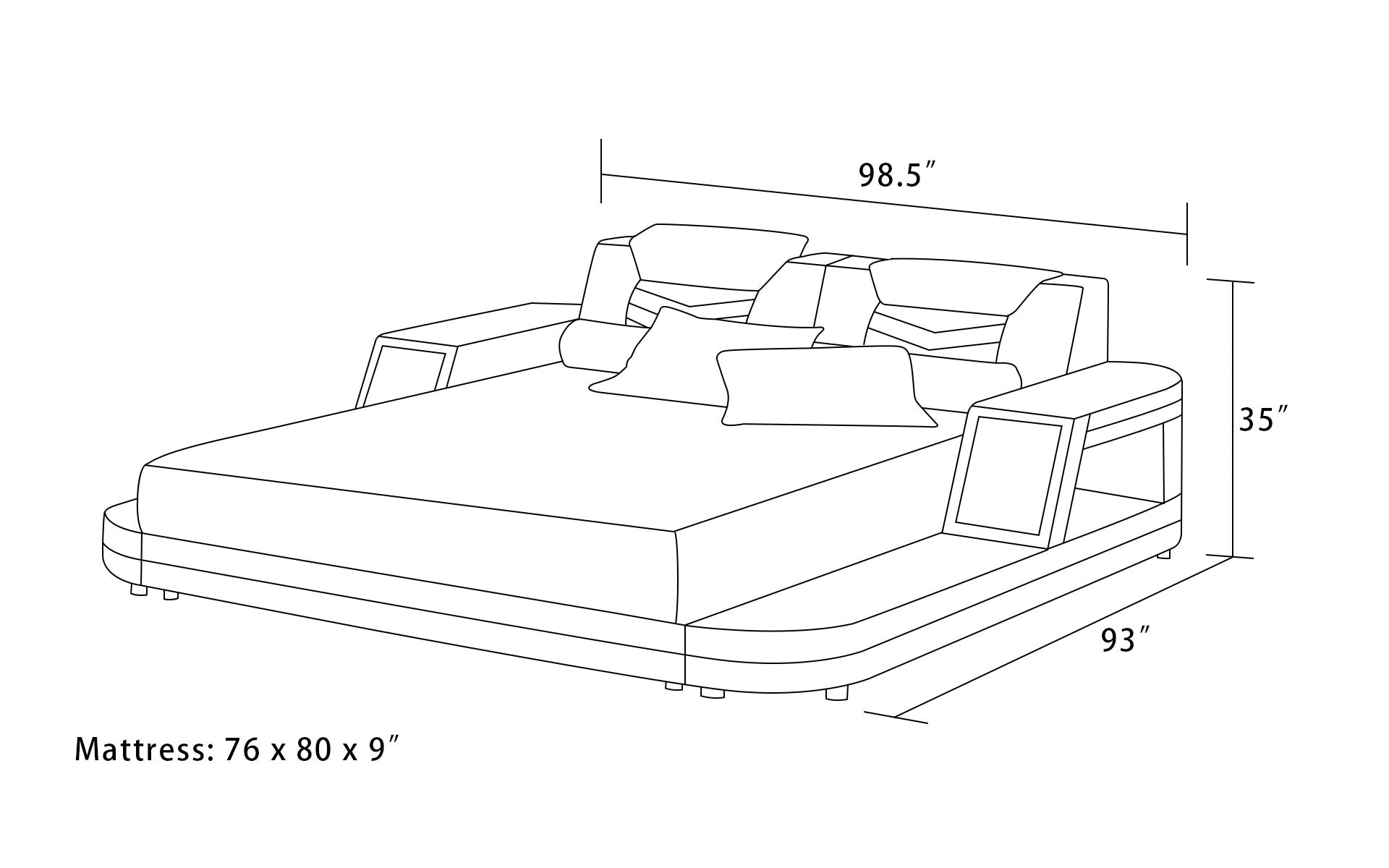 Maeve Modern Leather Bed Frame - Queen Size Upholstered Platform Bed with Headboard - Stylish & Durable for Bedroom Decor | Perfect for Master Bedroom, Guest Room & Apartment Living