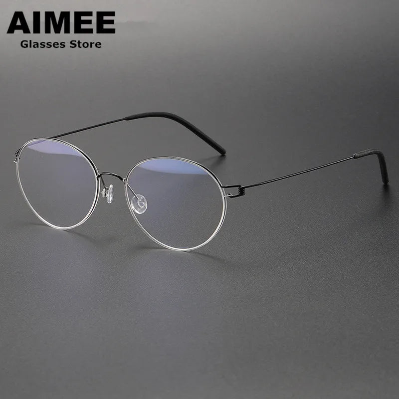 Aimee Women's Full Rim Oval Round Screwless Titanium Eyeglasses - Lightweight & Durable Eyewear for Work, Reading & Everyday Use