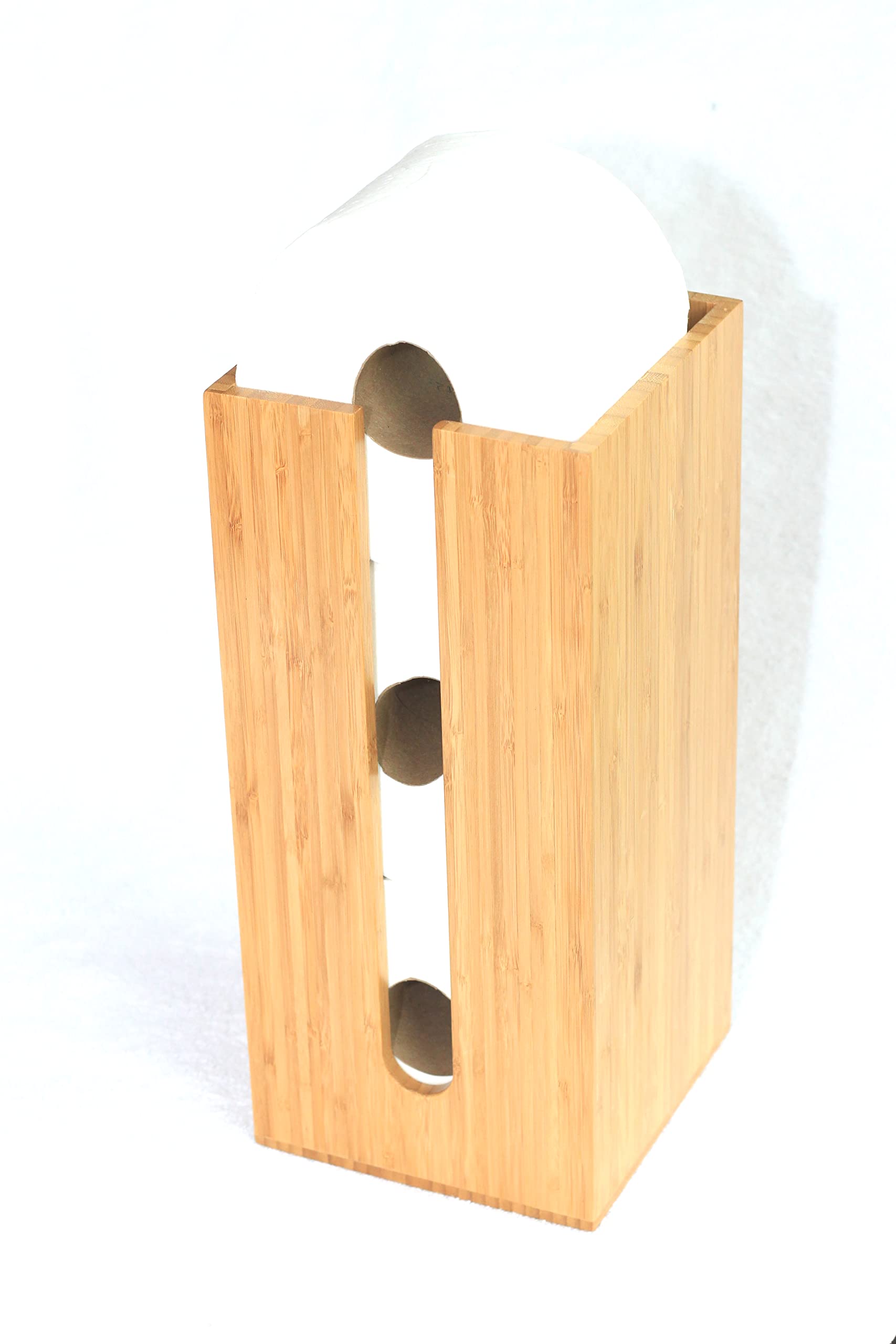 Eco-Friendly Bamboo Toilet Paper Holder - Biodegradable Bathroom Organizer for Toilet Paper Storage | Freestanding & Handmade | Perfect for Small Bathrooms, RVs, and Eco-Conscious Homes