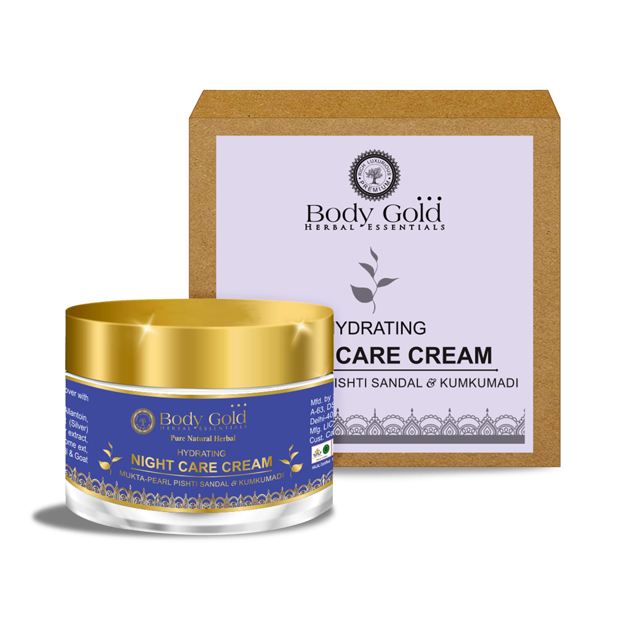 Body Gold Night Care Cream - Anti-Aging Face Moisturizer for Women | Reduces Fine Lines & Wrinkles, Hydrates & Revitalizes Skin Overnight | Paraben & Sulfate Free, 50g | Perfect for Nighttime Skincare Routine & Anti-Wrinkle Treatment