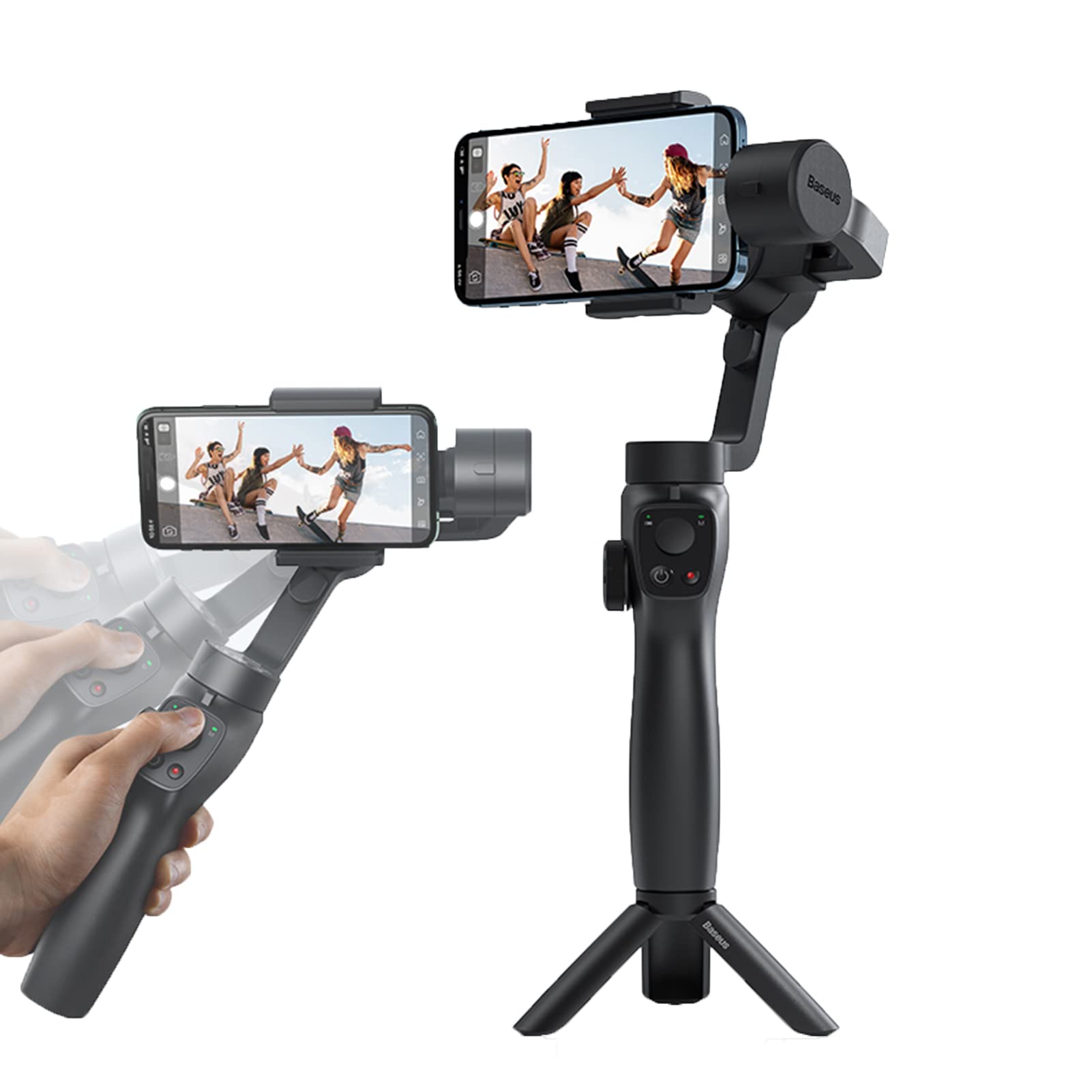 ElecPjf 3-Axis Smartphone Gimbal Stabilizer with Tripod Stand - Selfie Stick for iPhone 12/11/Pro Max/XR/XS - Sport Mode, Face/Object Tracking & Time-Lapse for Vlogging, Travel & Action Videos