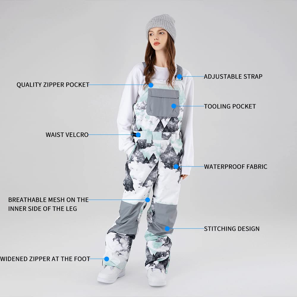 SEARIPE Men's & Women's Insulated Snow Bib Overalls - Adjustable Waterproof Ski Pants for Hiking, Climbing & Winter Sports | Durable Wear-Resistant Design for Cold Weather Activities
