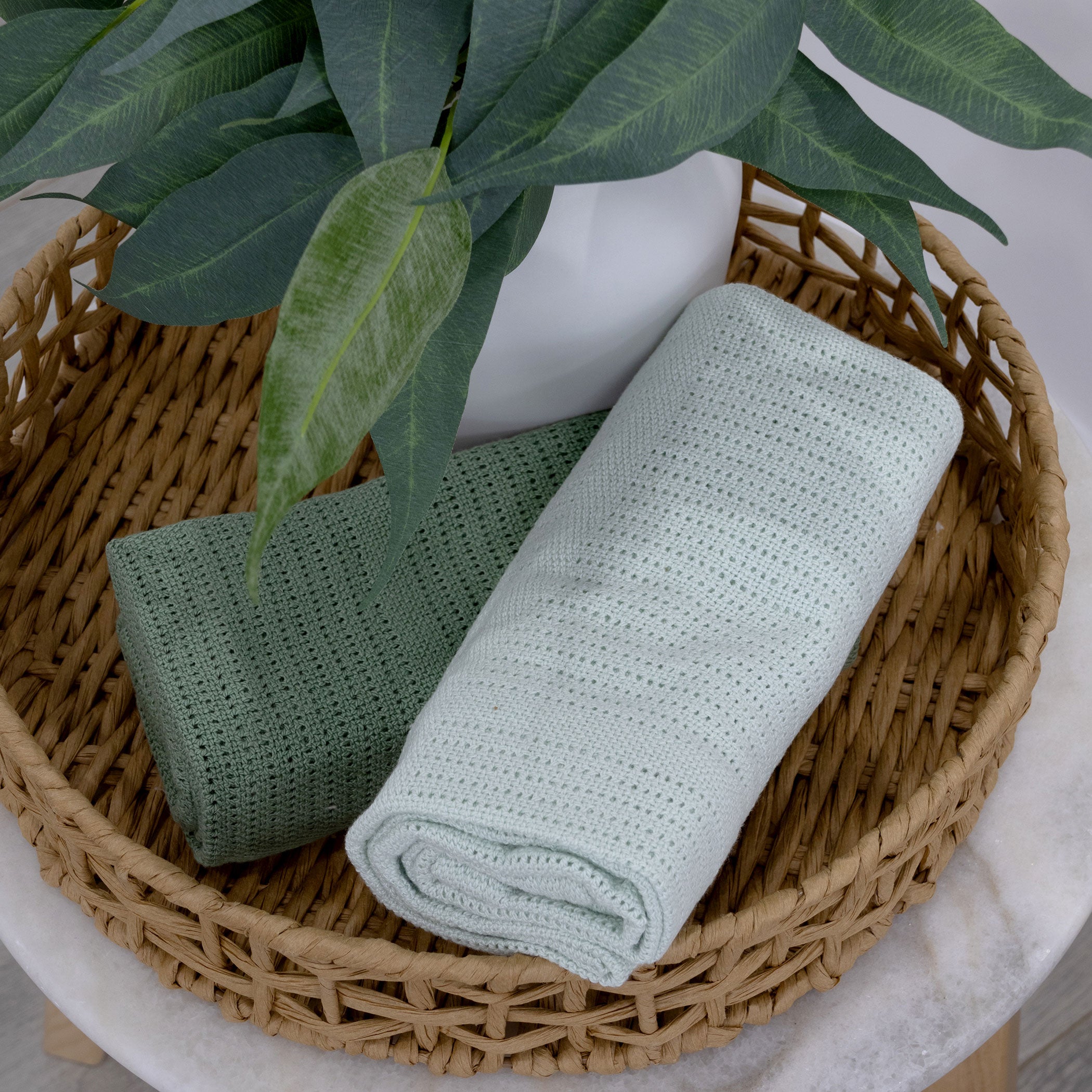 Nordic 2-Pack Cellular Blanket - Breathable Baby Blanket for Boys & Girls, Avocado & Forest Green - Perfect for Nursery, Stroller, and Swaddling