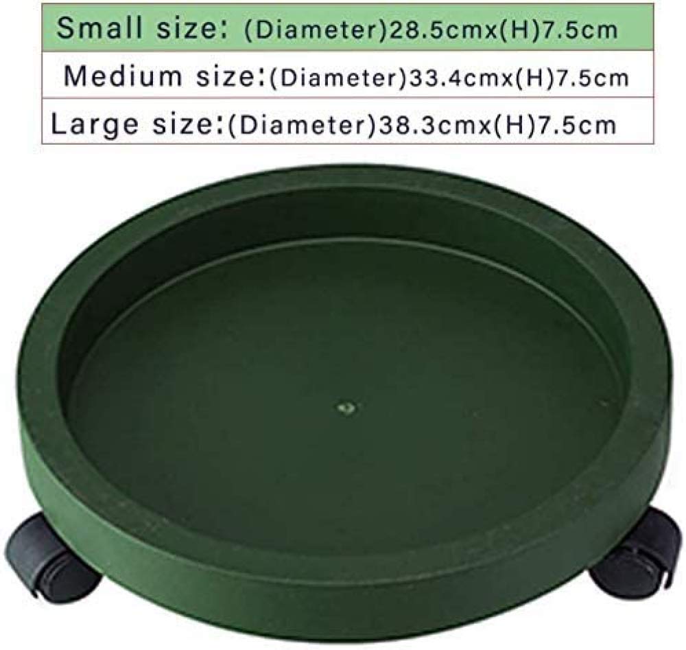 XD Designs Round Plant Caddy with Wheels - Heavy Duty Removable Plastic Flower Pot Tray & Stand for Home Garden - Universal Wheeled Base for Potted Plants - Green (Small) | Indoor/Outdoor Plant Mobility Solution for Easy Moving & Cleaning