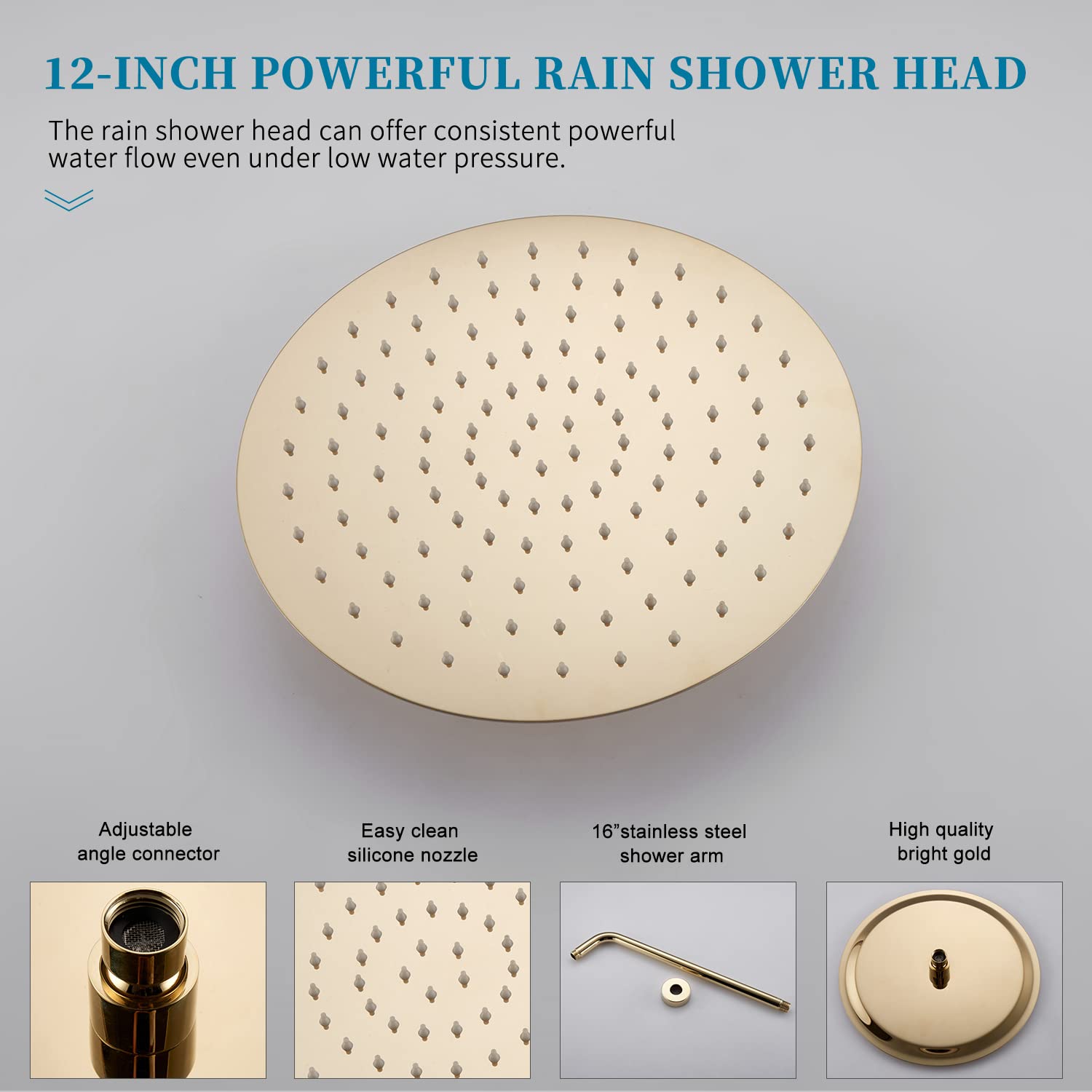 Premium Polished Gold Shower System - 12